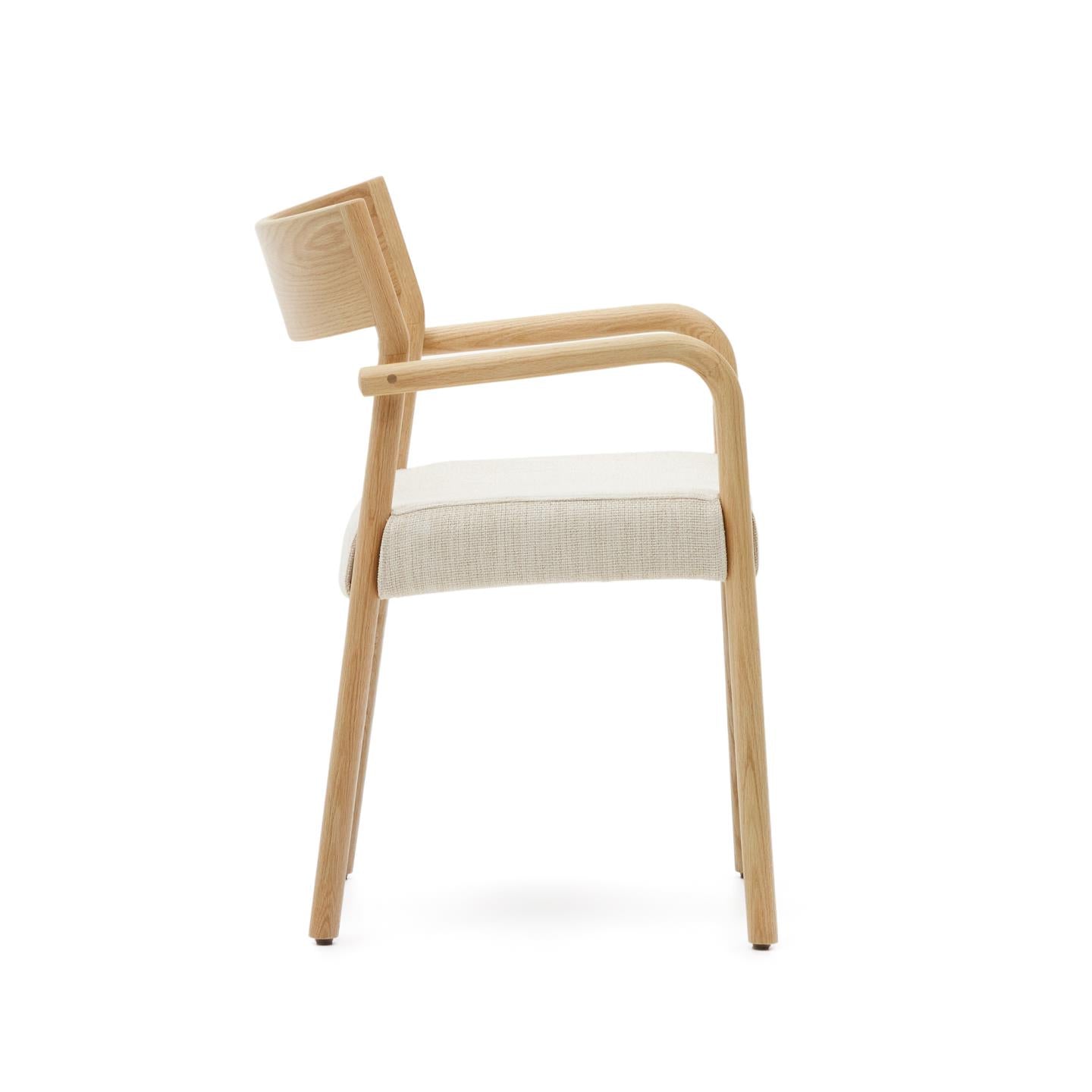FALCONERA Stuhl beige Chenille mit Eichengestell