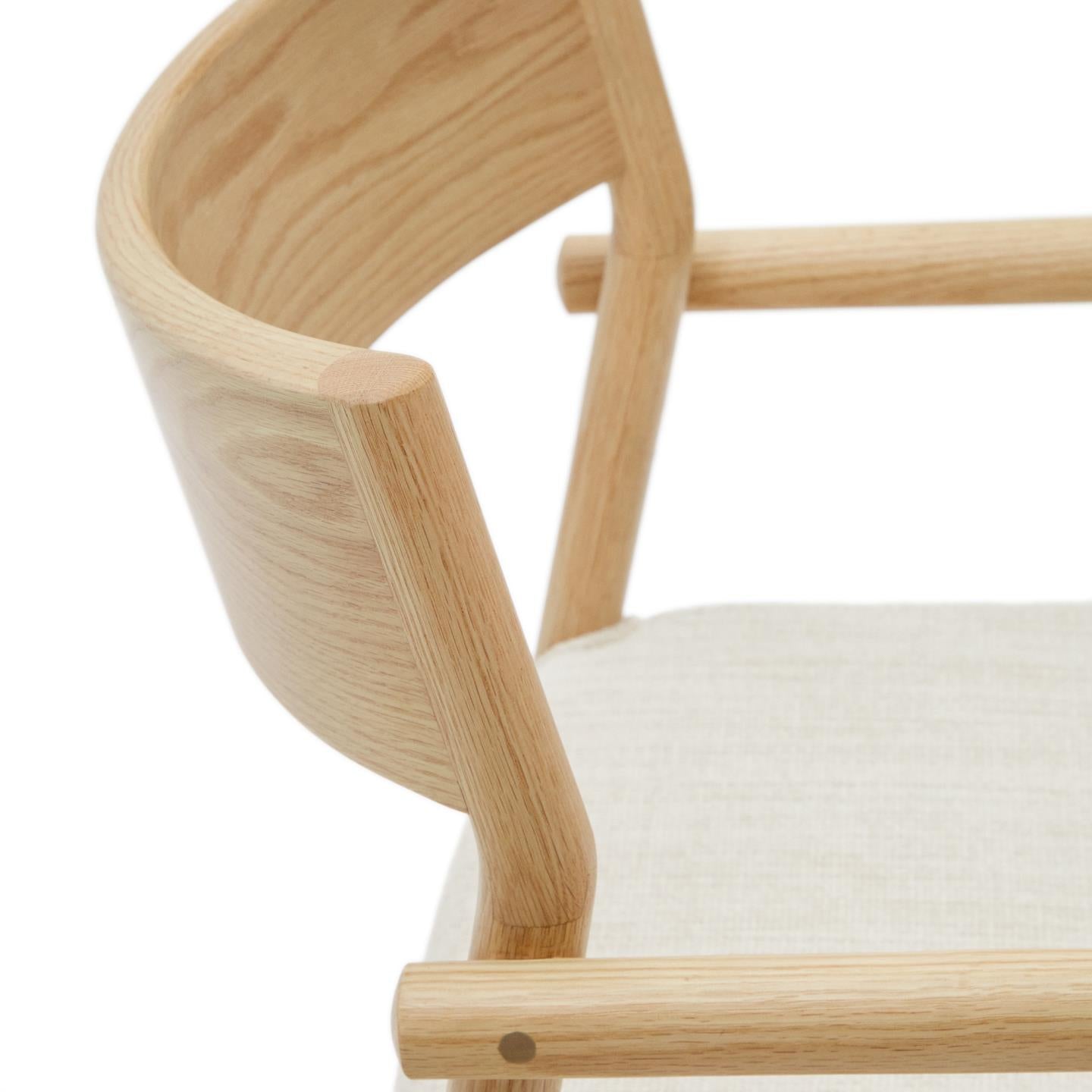 FALCONERA Stuhl beige Chenille mit Eichengestell