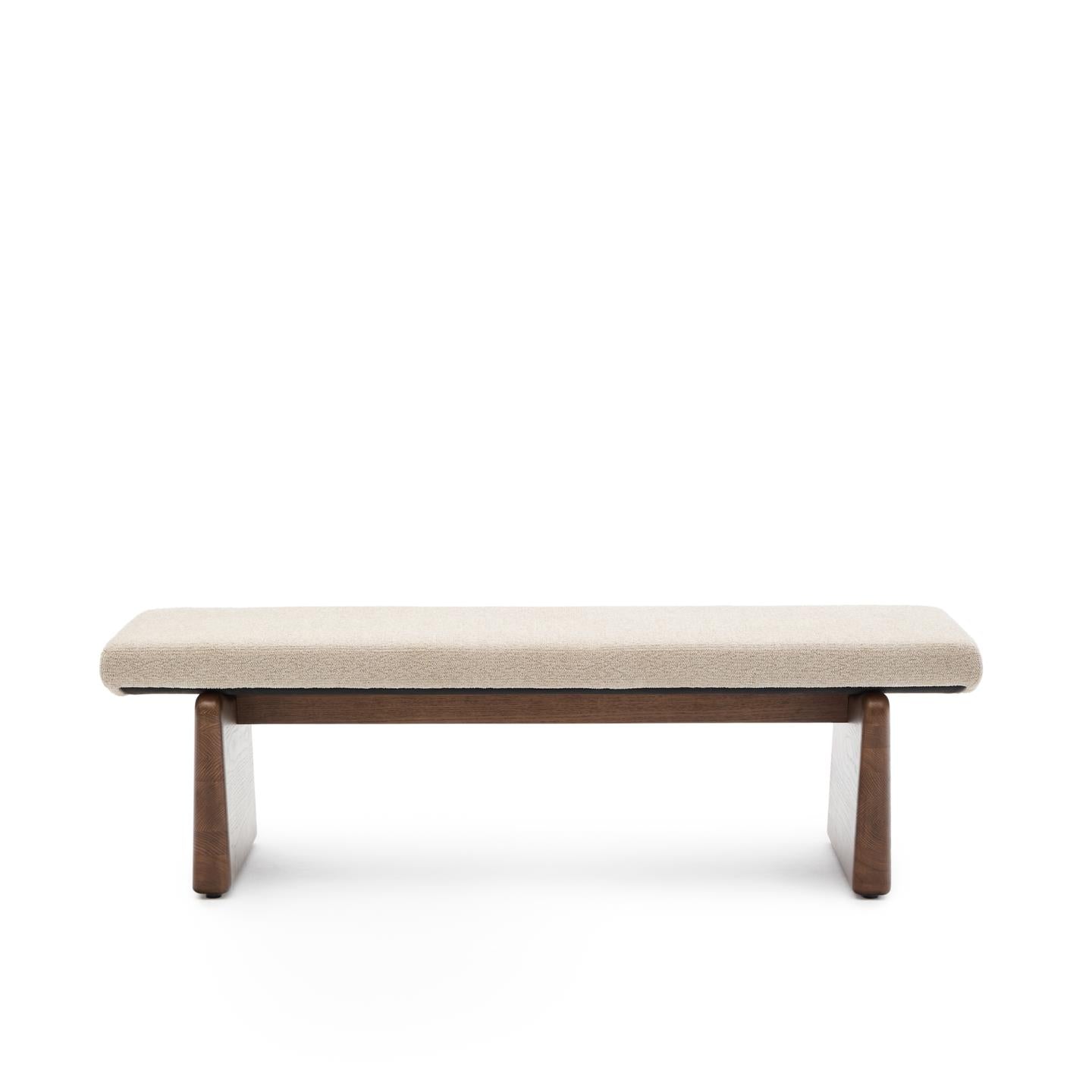 TOPAZ bench in beige chenille with a dark ash base