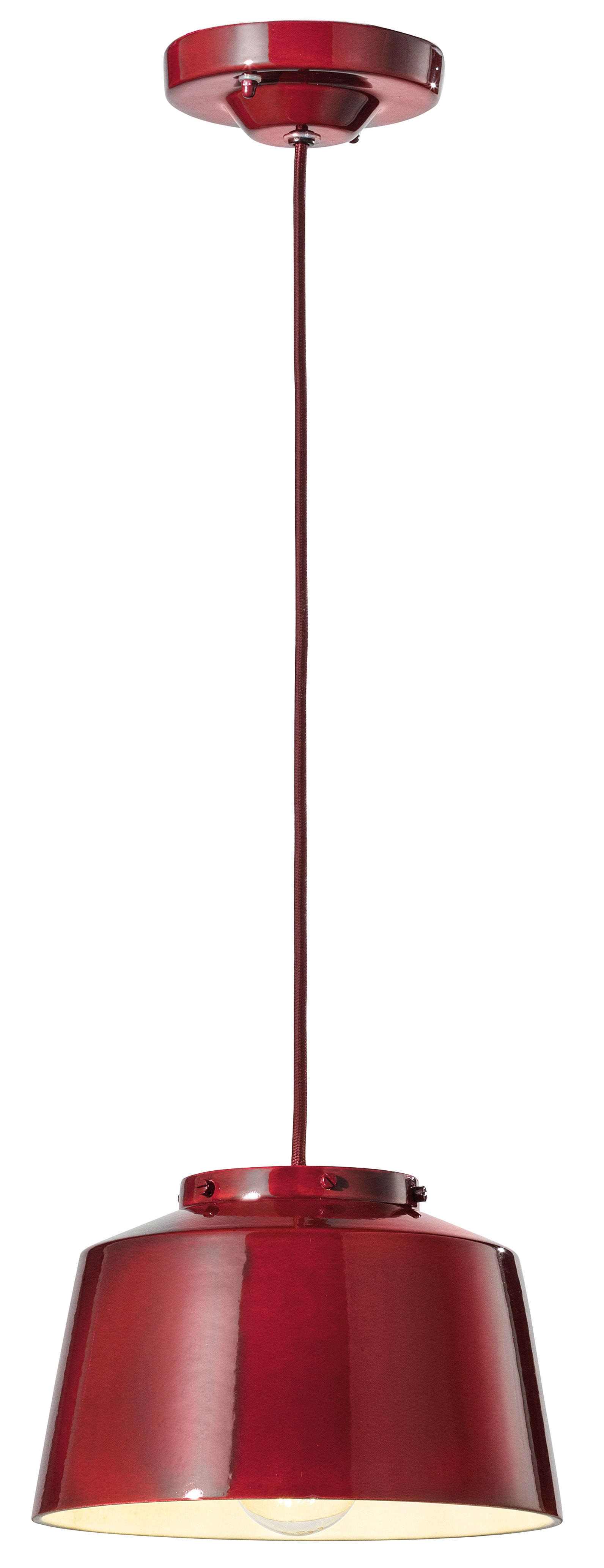 Keramik Pendelleuchte 50er Jahre rot