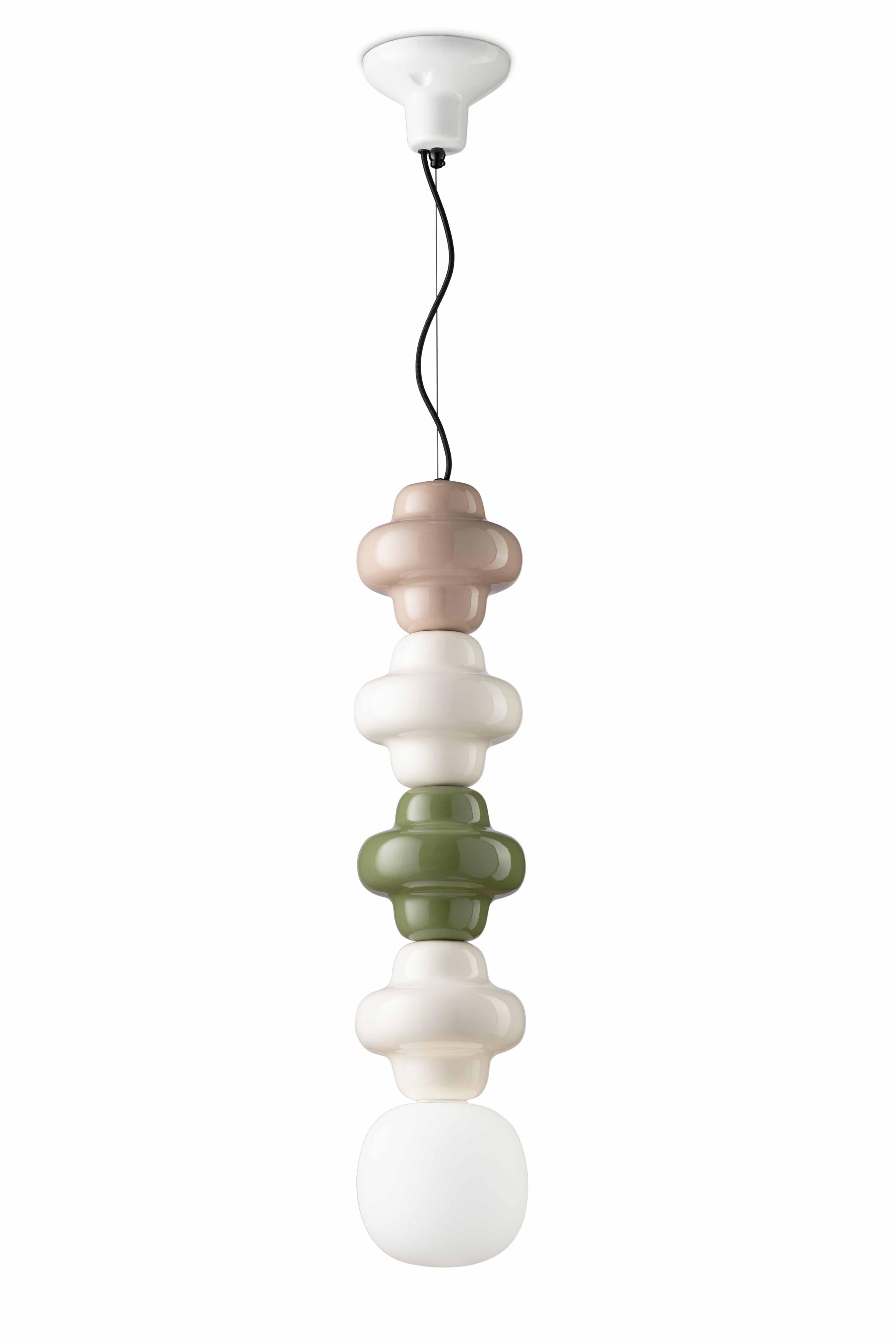 Lampa wisząca ceramiczna COPACABANA MIX kremowy z szałwiowym i beżowym – styl nowoczesny