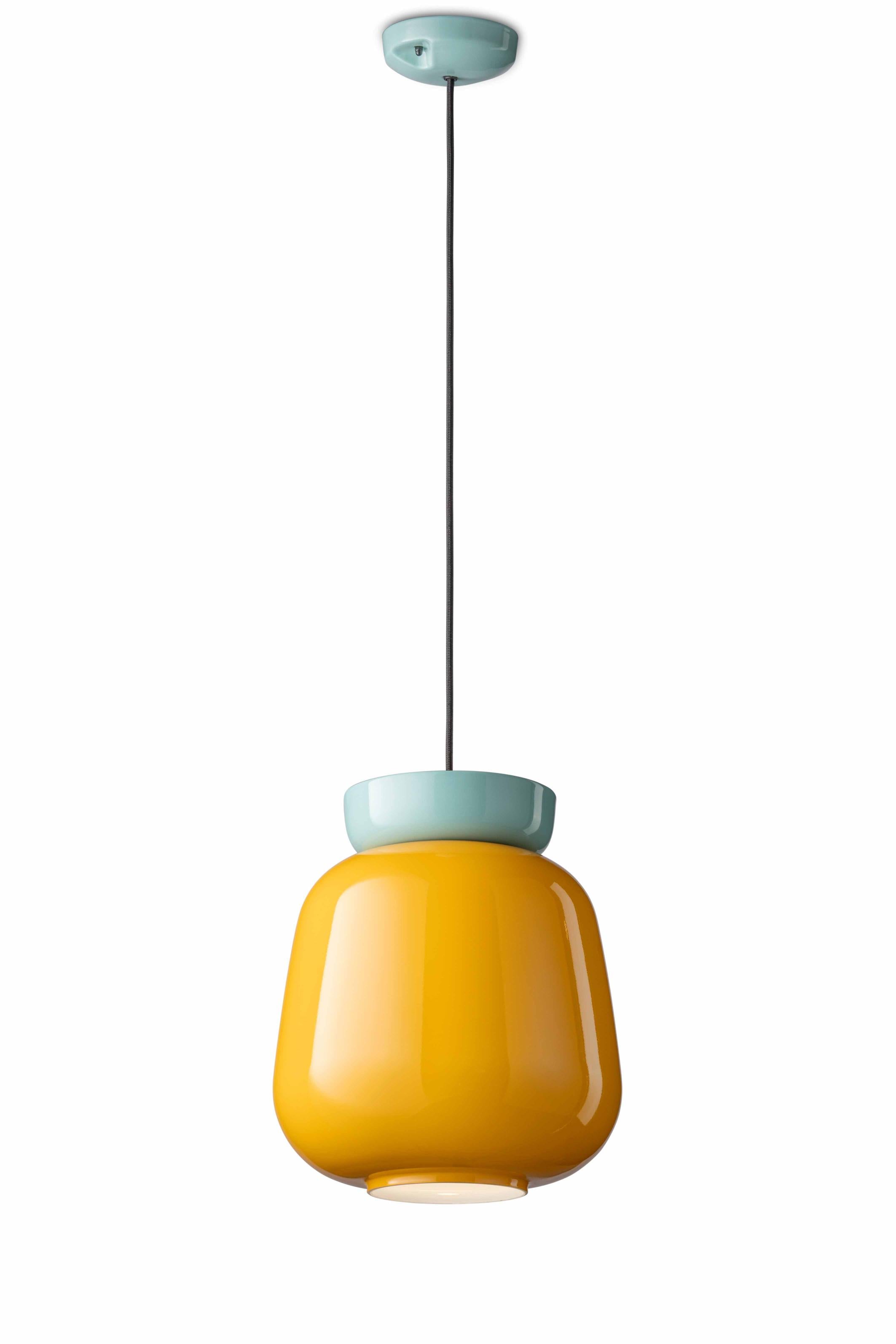 Lampa wisząca ceramiczna CORCOVADO żółty z błękitnym – Ferroluce
