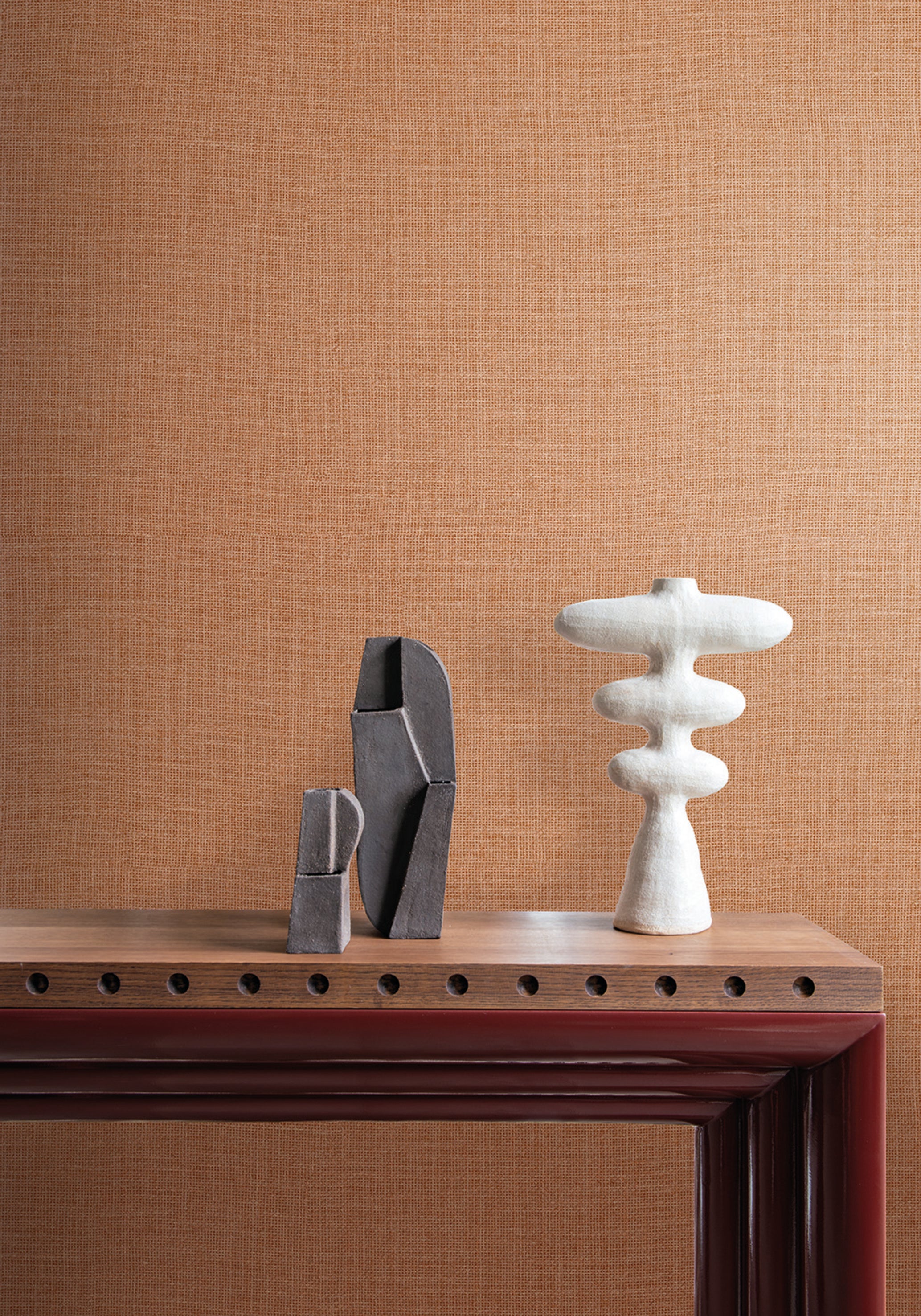 Structural wallpaper imitating canvas LIENZO - TERRE DE SIENNE terracotta