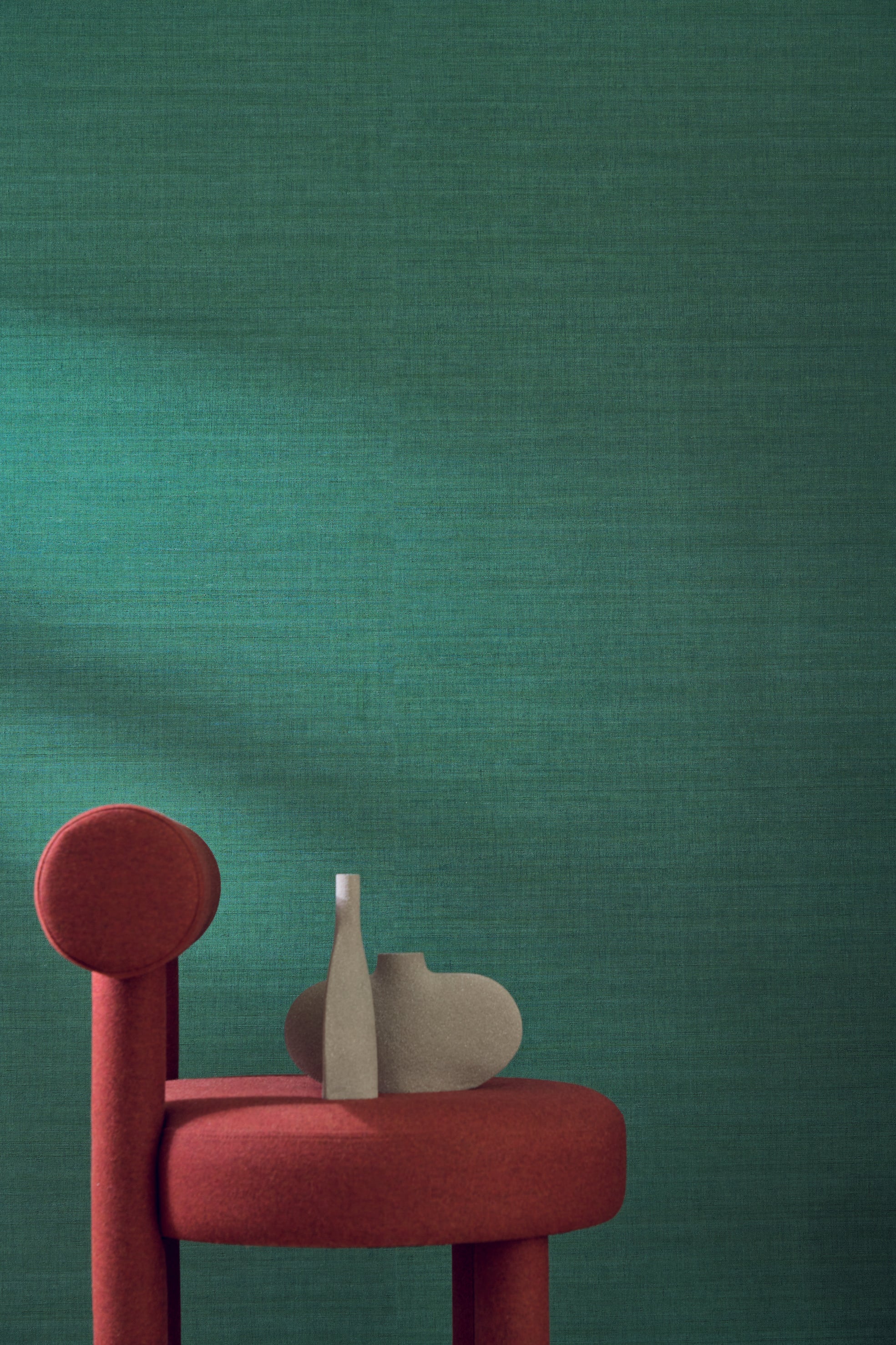 Strukturierte Tapete, die Seide imitiert SORA - AMBRE bernsteinfarben