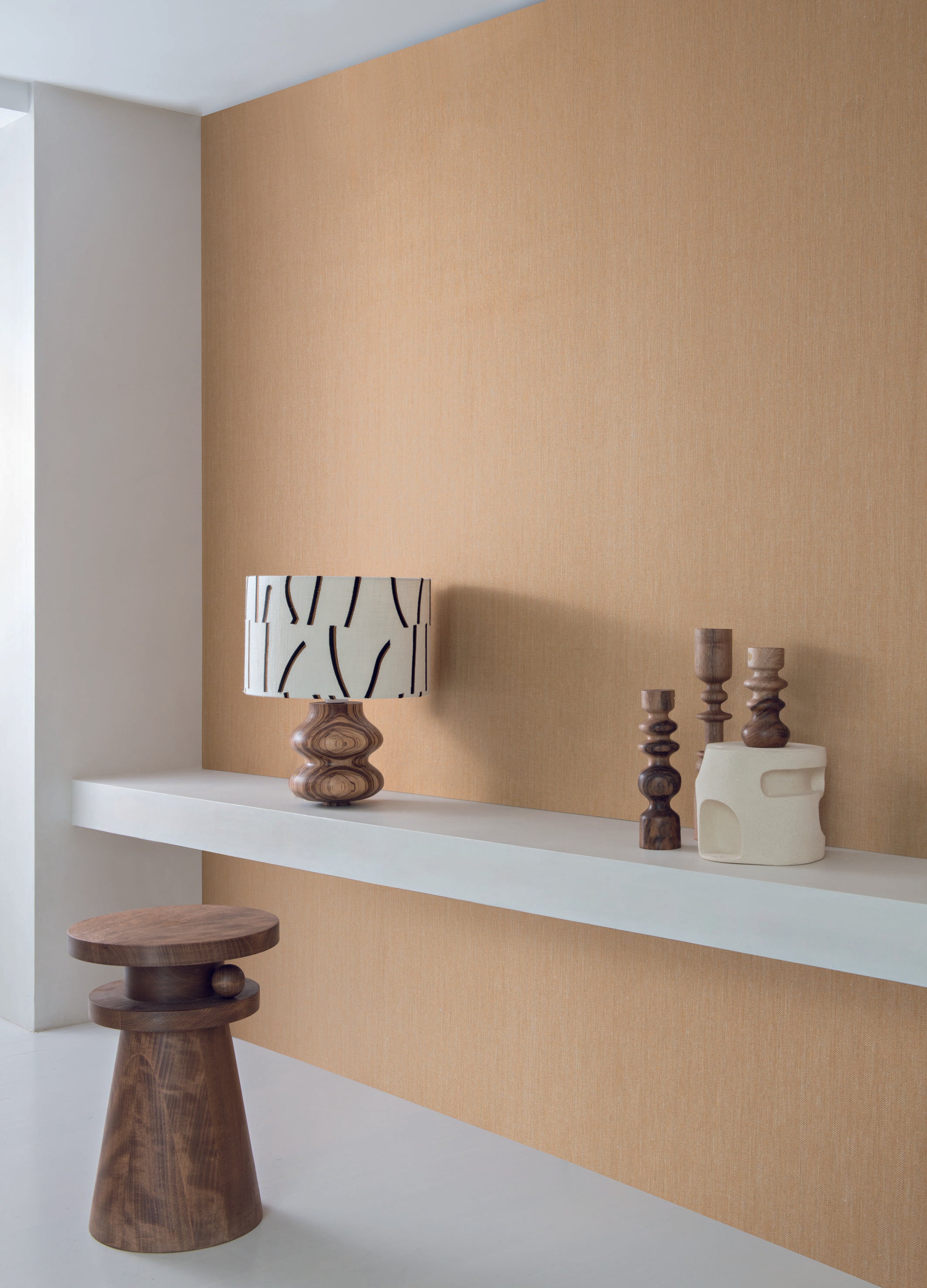 Textile wallpaper with a structural herringbone pattern VELIN - NATUREL beige