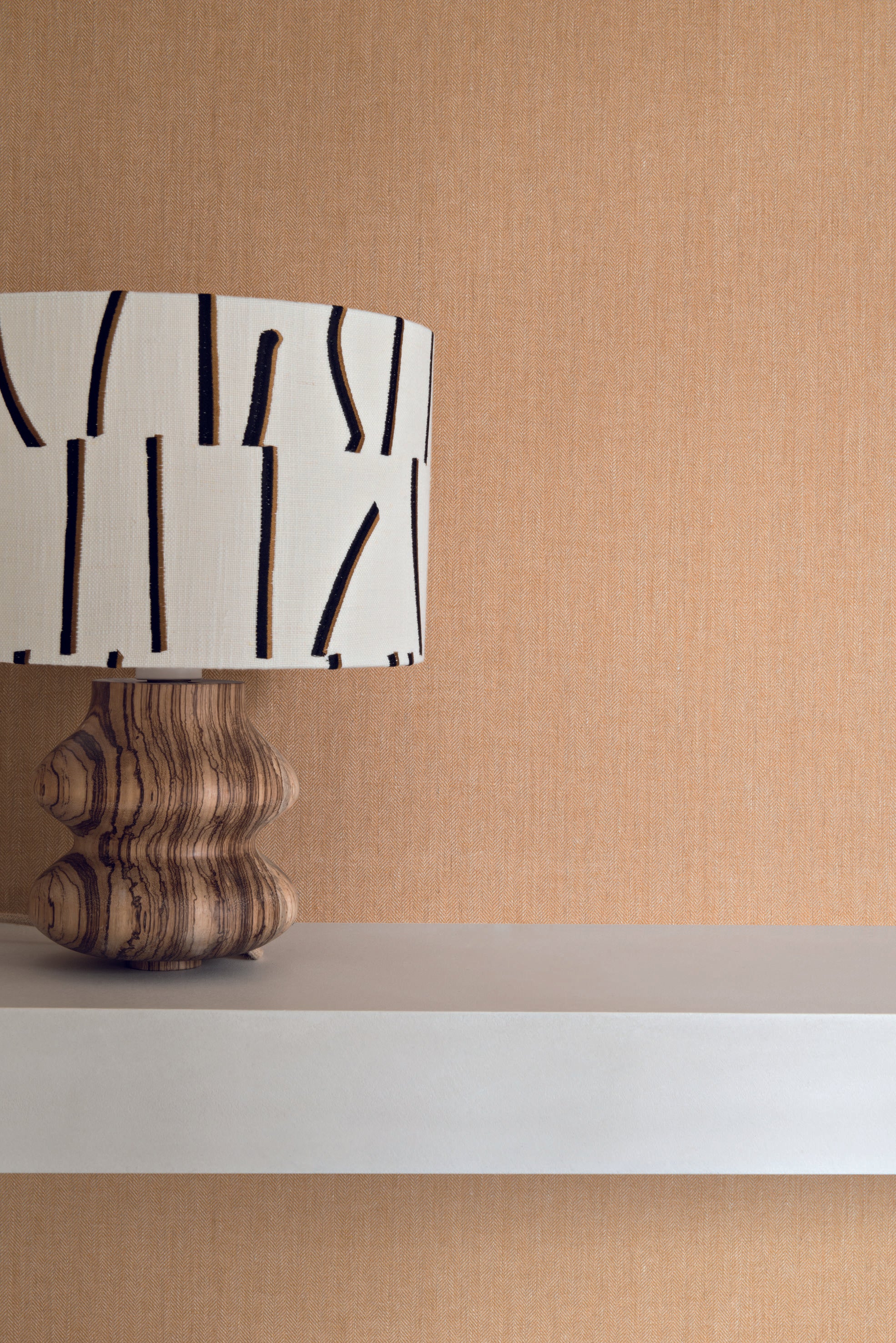 Textile wallpaper with a structural herringbone pattern VELIN - NATUREL beige