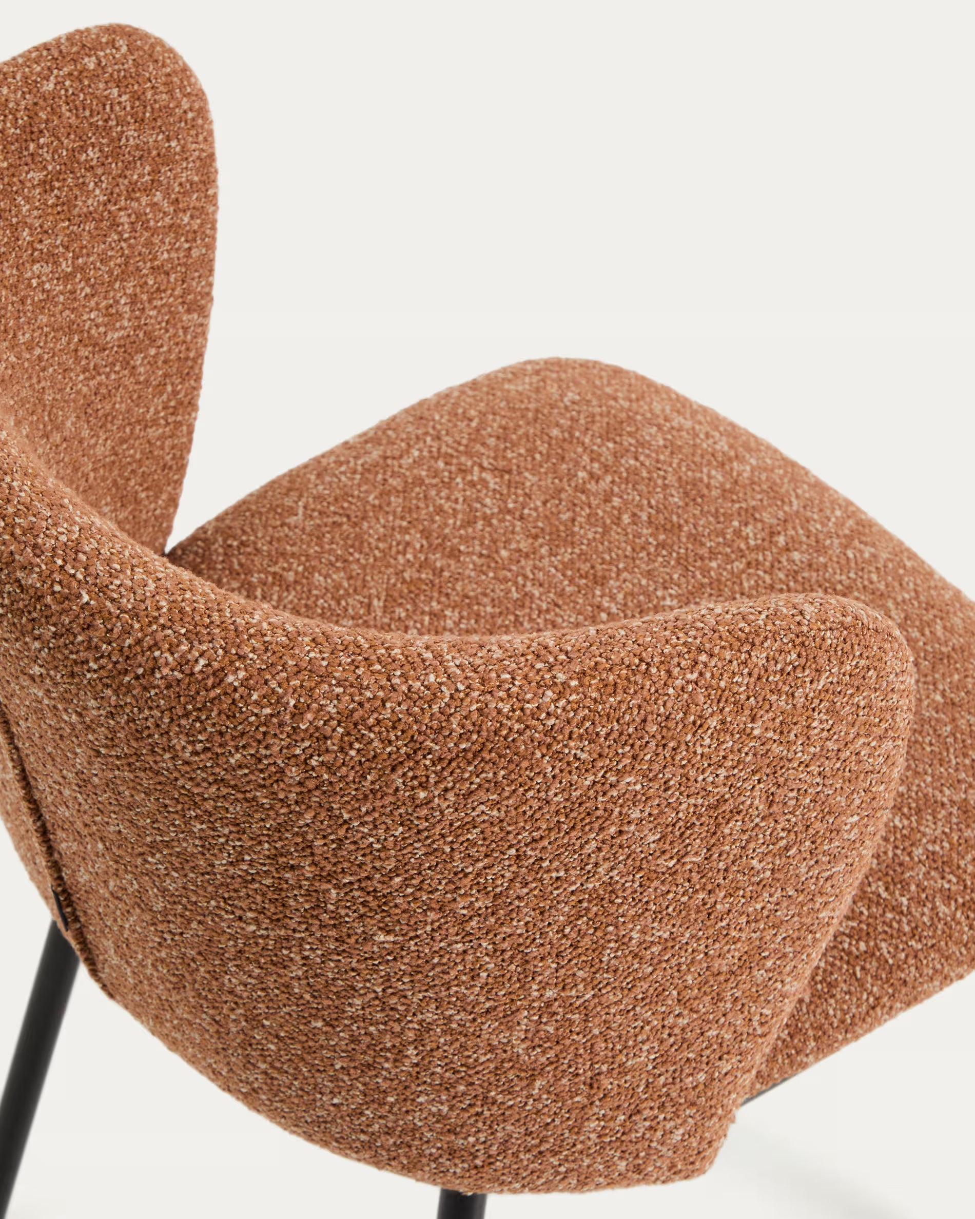 Barhocker CISELIA ziegelrotes Chenille mit schwarzem Gestell