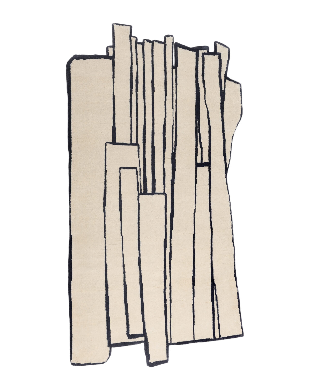 Asymmetrischer dekorativer Teppich CONTOUR grau-beige mit Schwarz