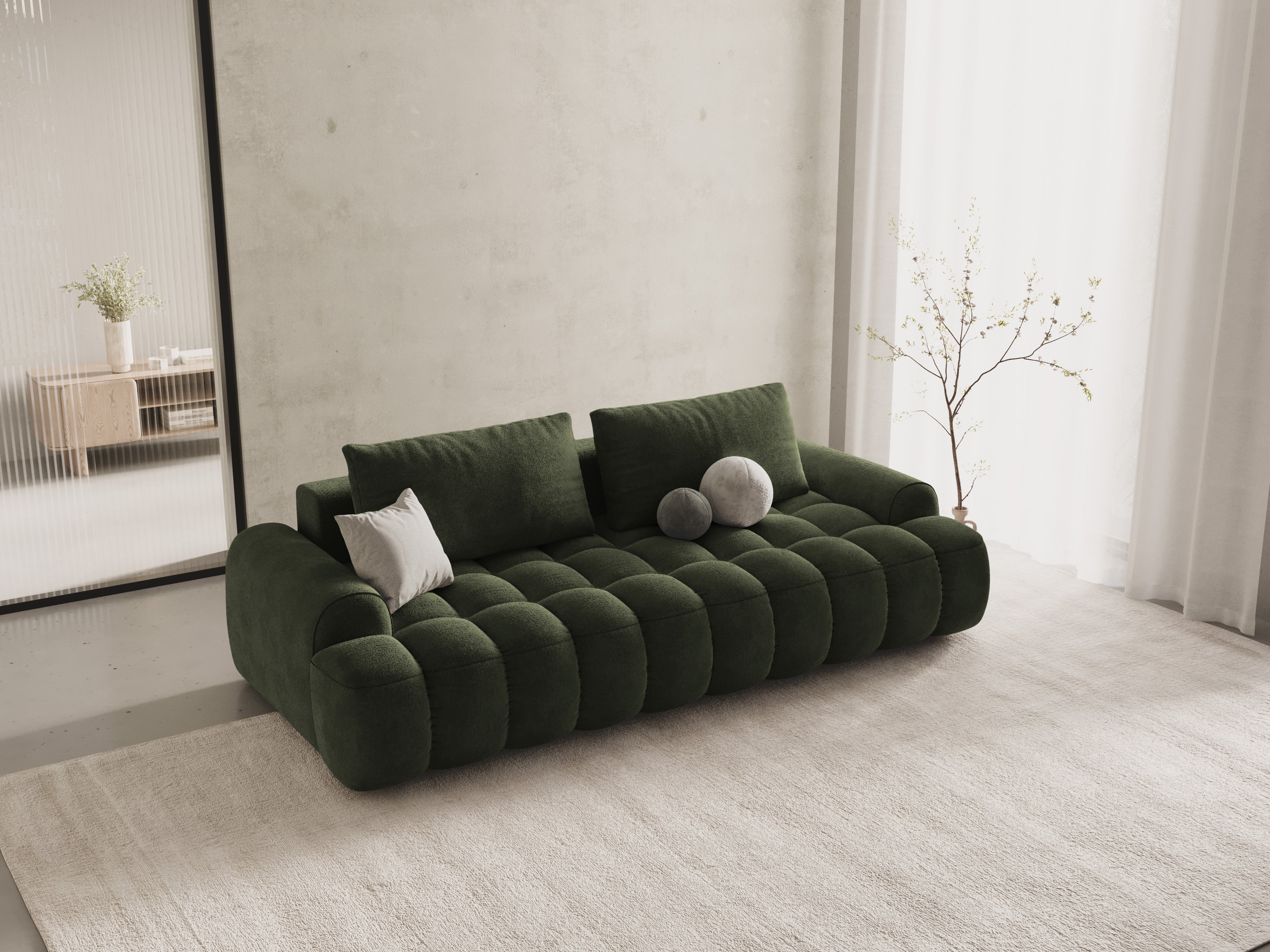 Velvet sofa with sleeping function for 4 people LINZ green