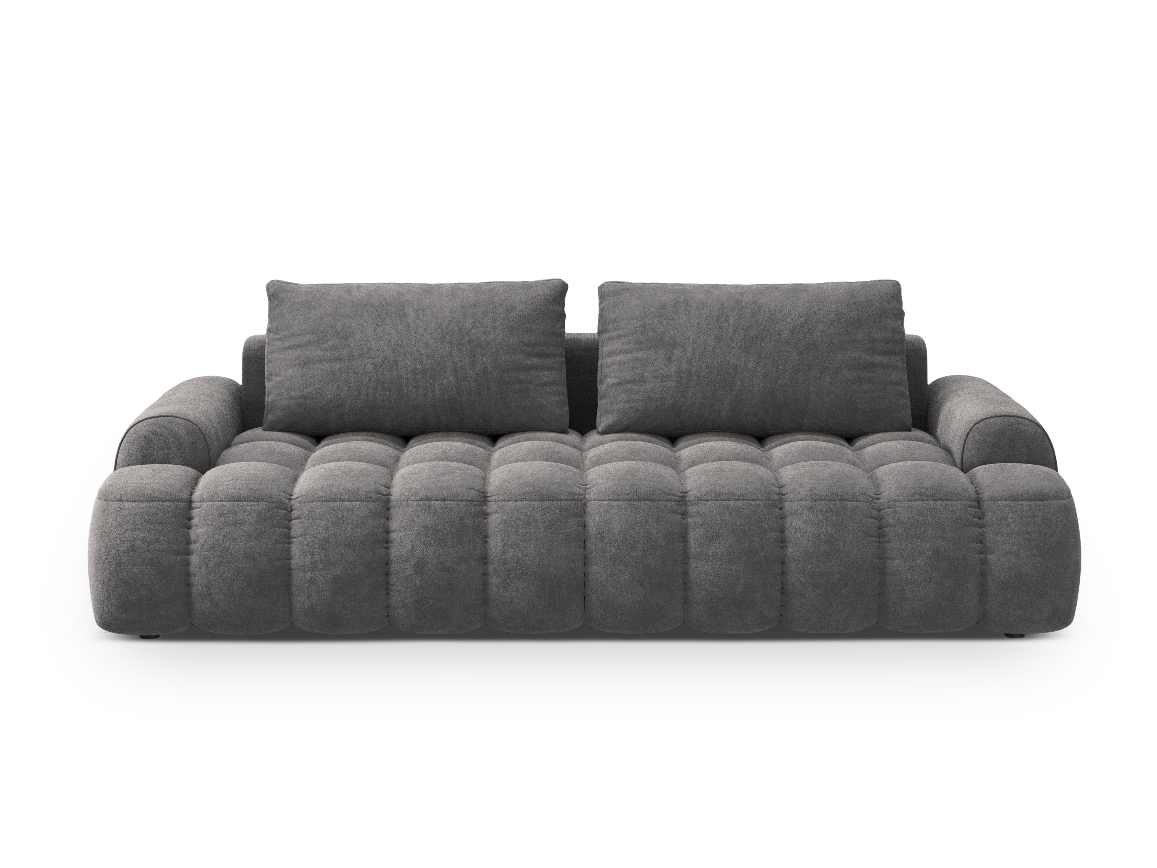 Sofa aksamitna z funkcją spania 4-osobowa LINZ ciemnoszary – styl minimalistyczny
