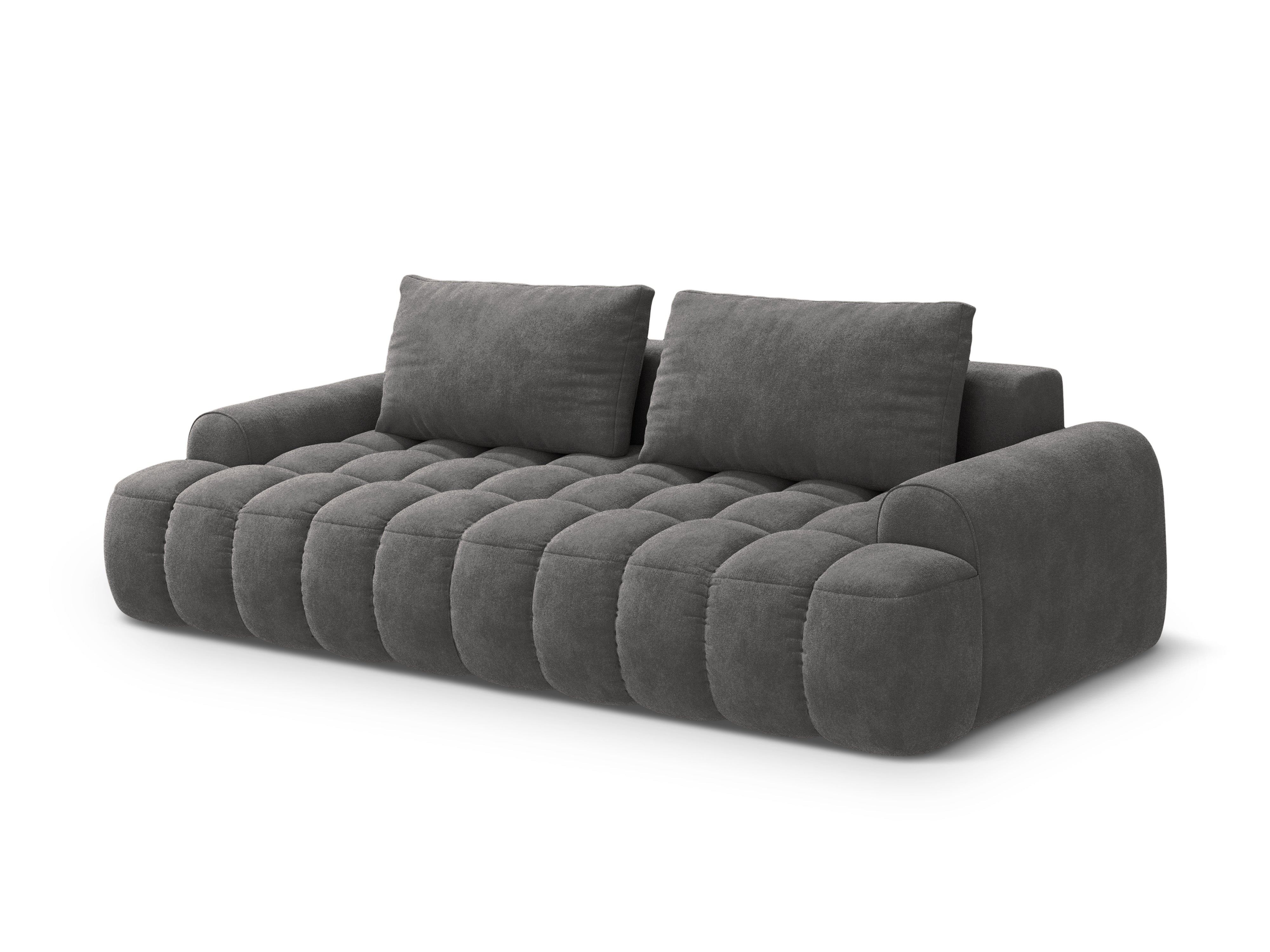 Sofa aksamitna z funkcją spania 4-osobowa LINZ ciemnoszary z funkcją spania