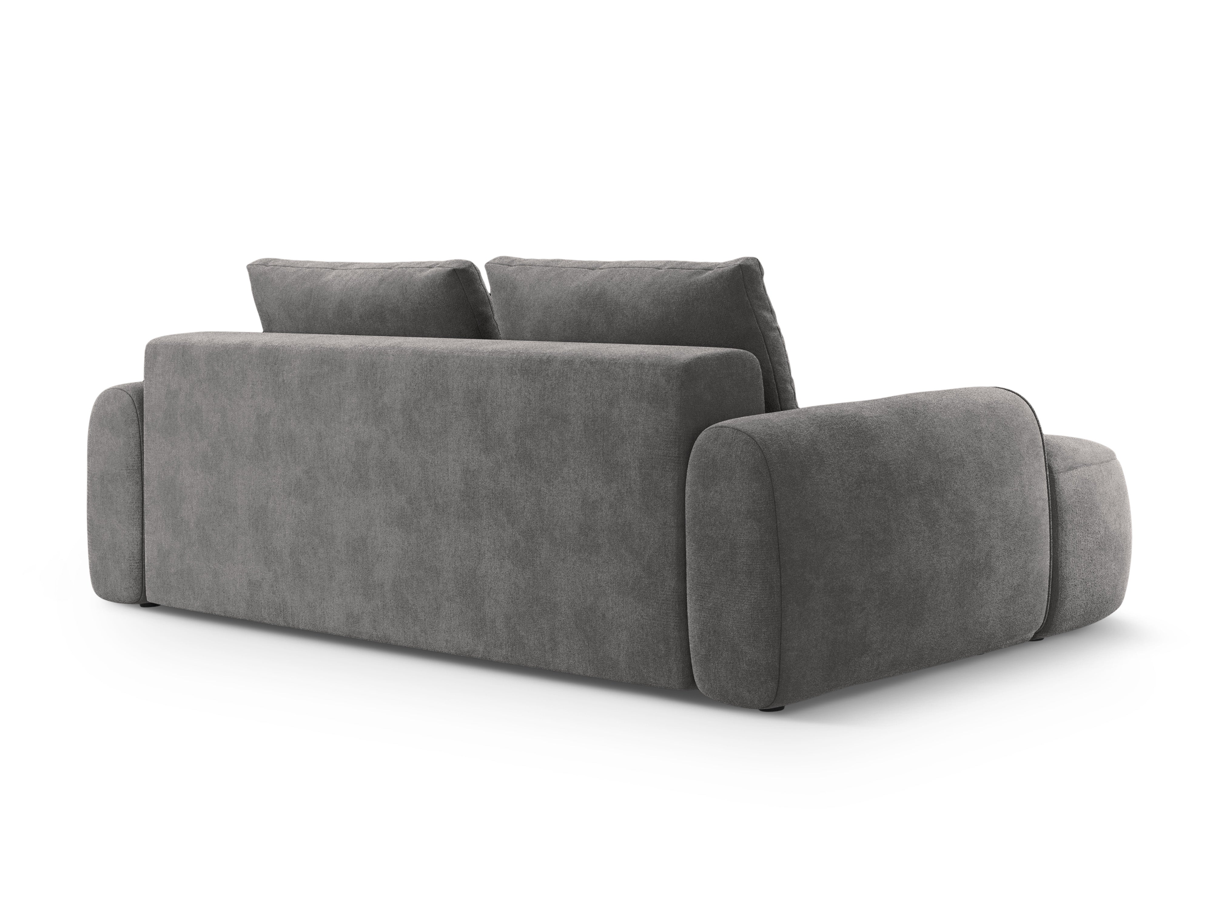Sofa aksamitna z funkcją spania 4-osobowa LINZ ciemnoszary do salonu – Cosmopolitan Design