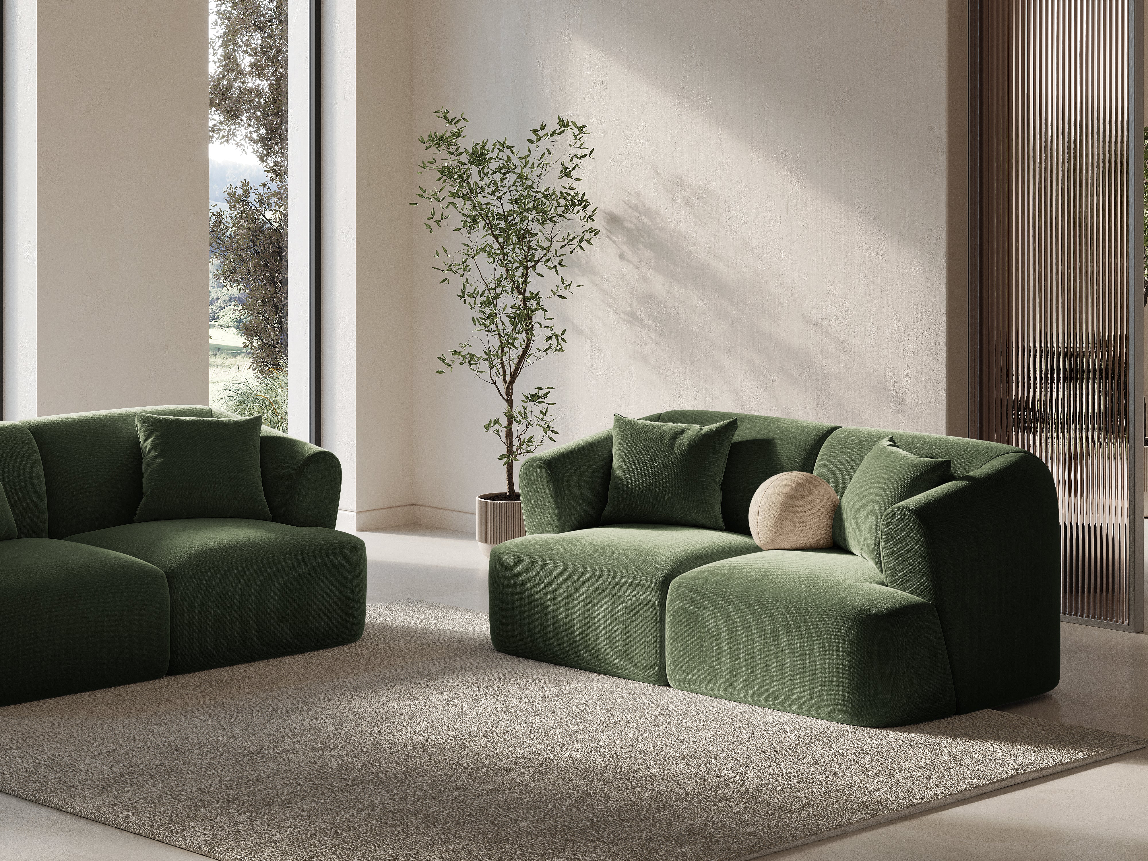 3-seater Sofa CAMPI cream chenille