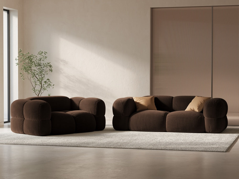 Sofa 2-sitzige Samt LORETTO schokoladenbraun