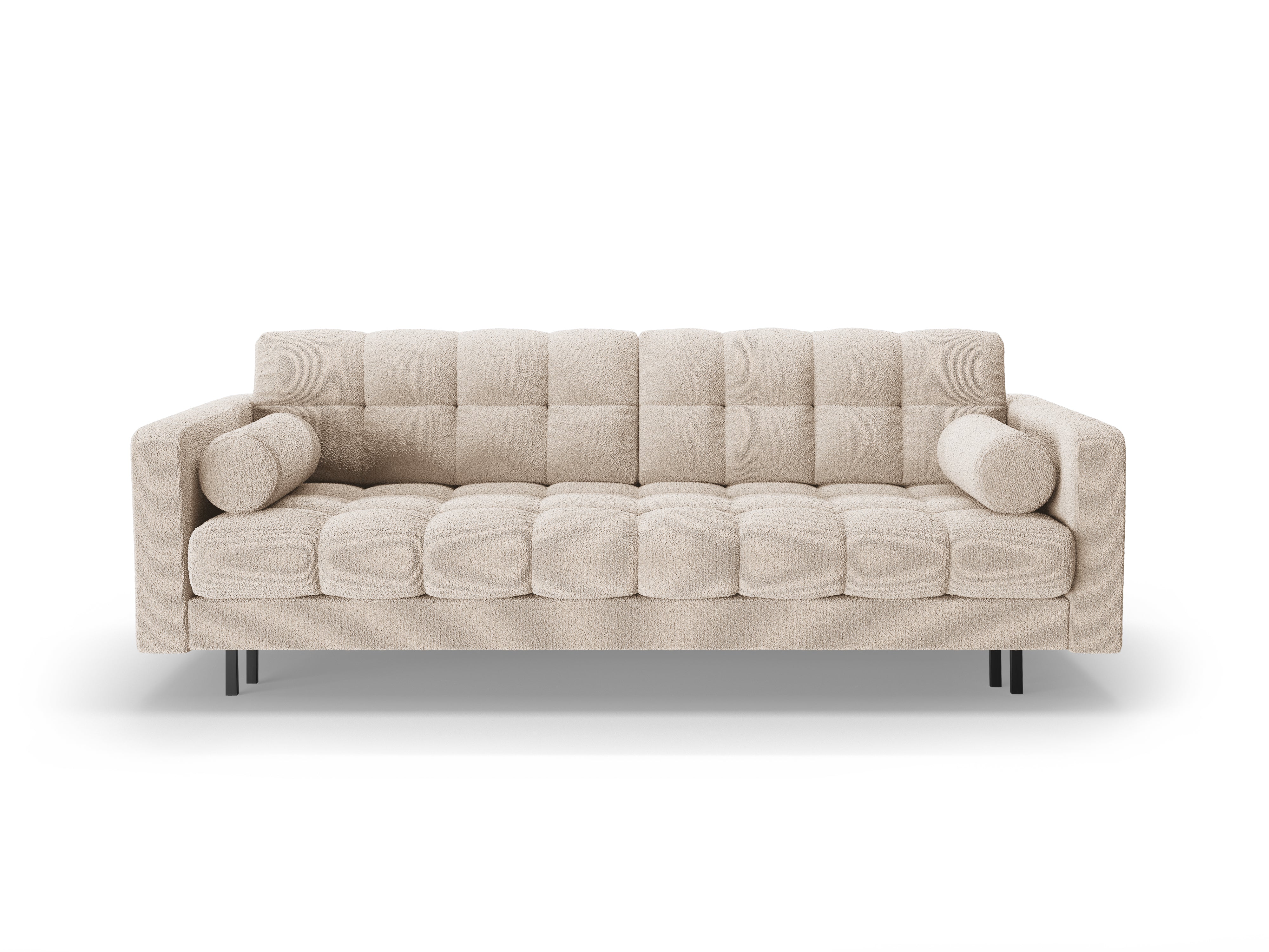 3-seater sofa with sleeping function BALI beige bouclé with black base