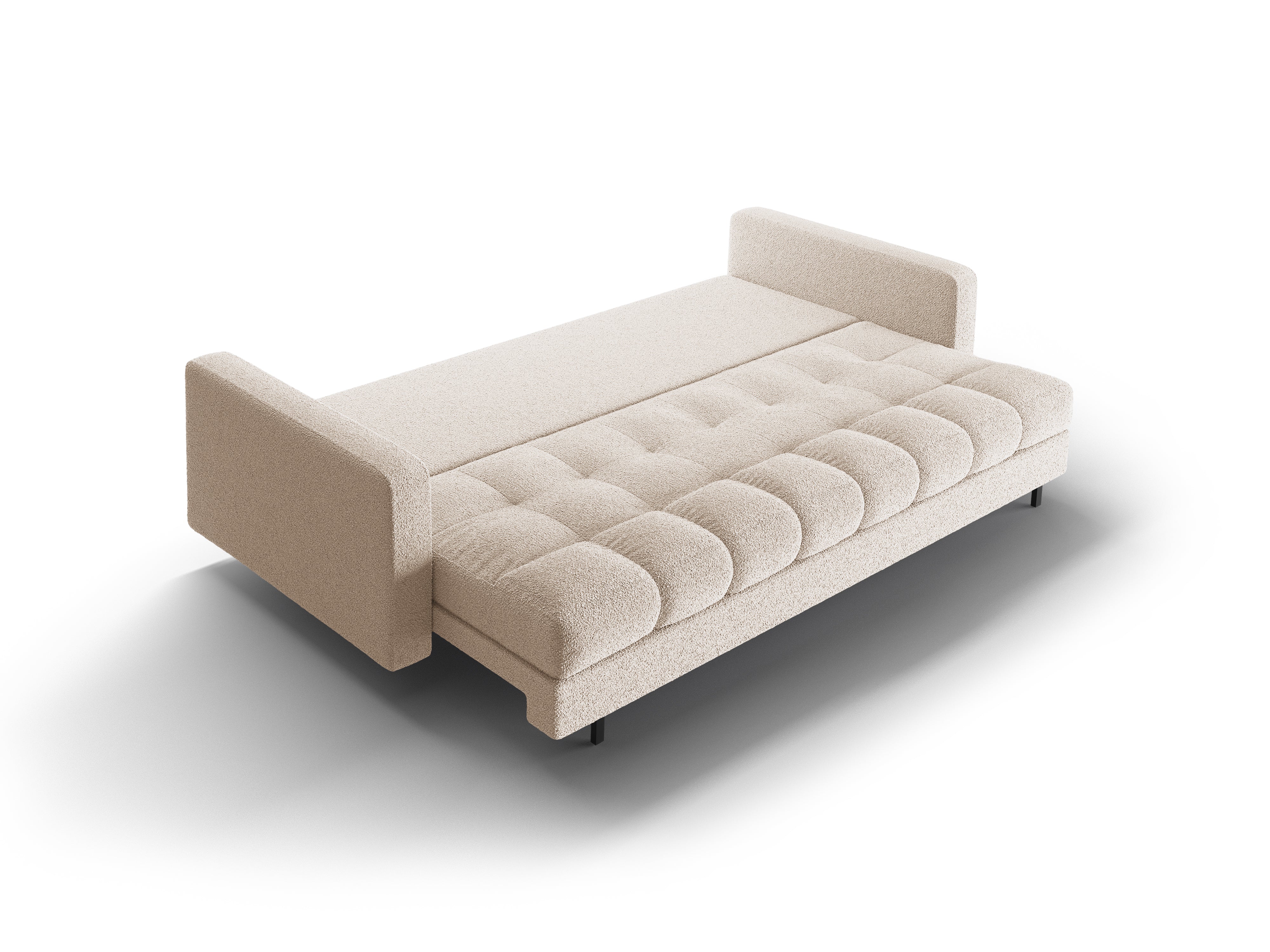 3-seater sofa with sleeping function BALI beige bouclé with black base