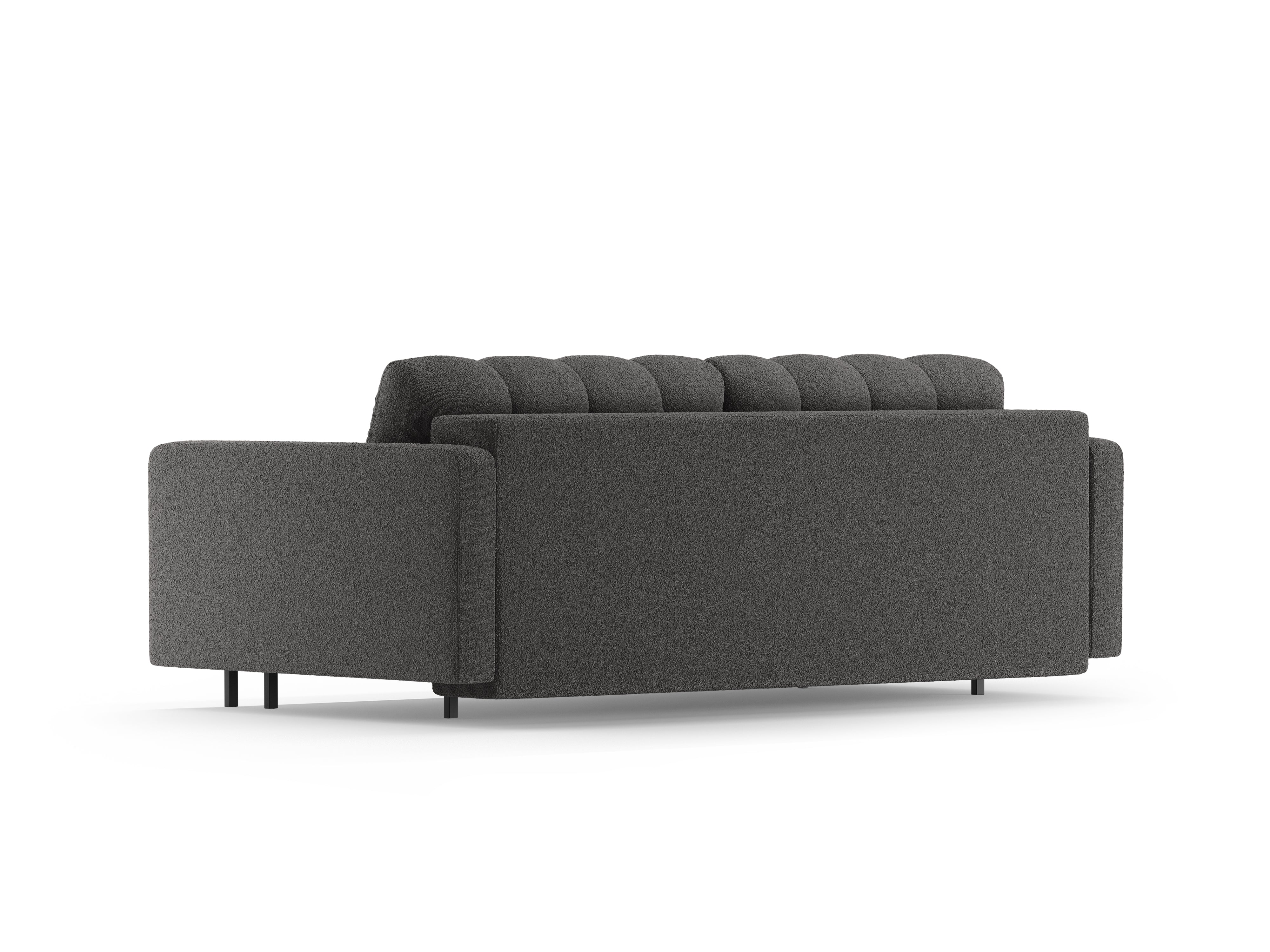 3-Sitzer-Sofa mit Schlaffunktion BALI dunkelgraues Bouclé mit schwarzem Untergestell