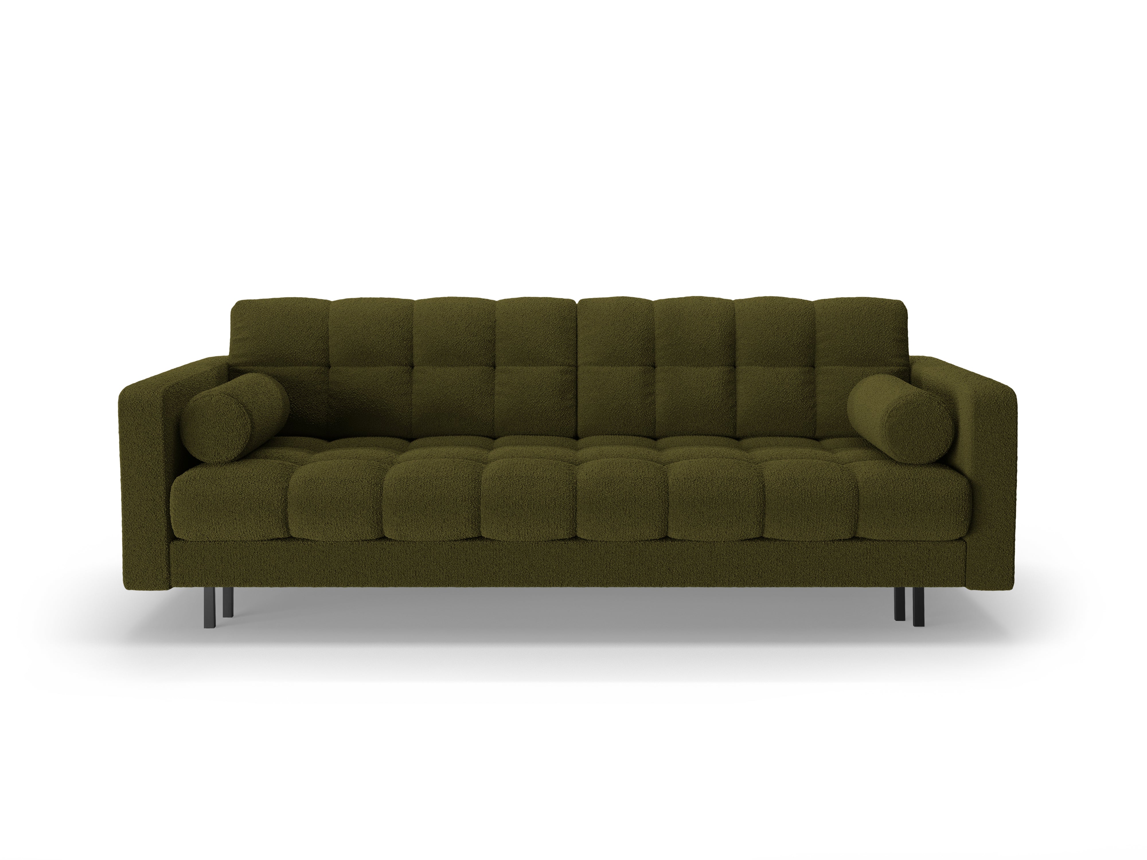 3-seater sofa with sleeping function BALI olive bouclé with black base