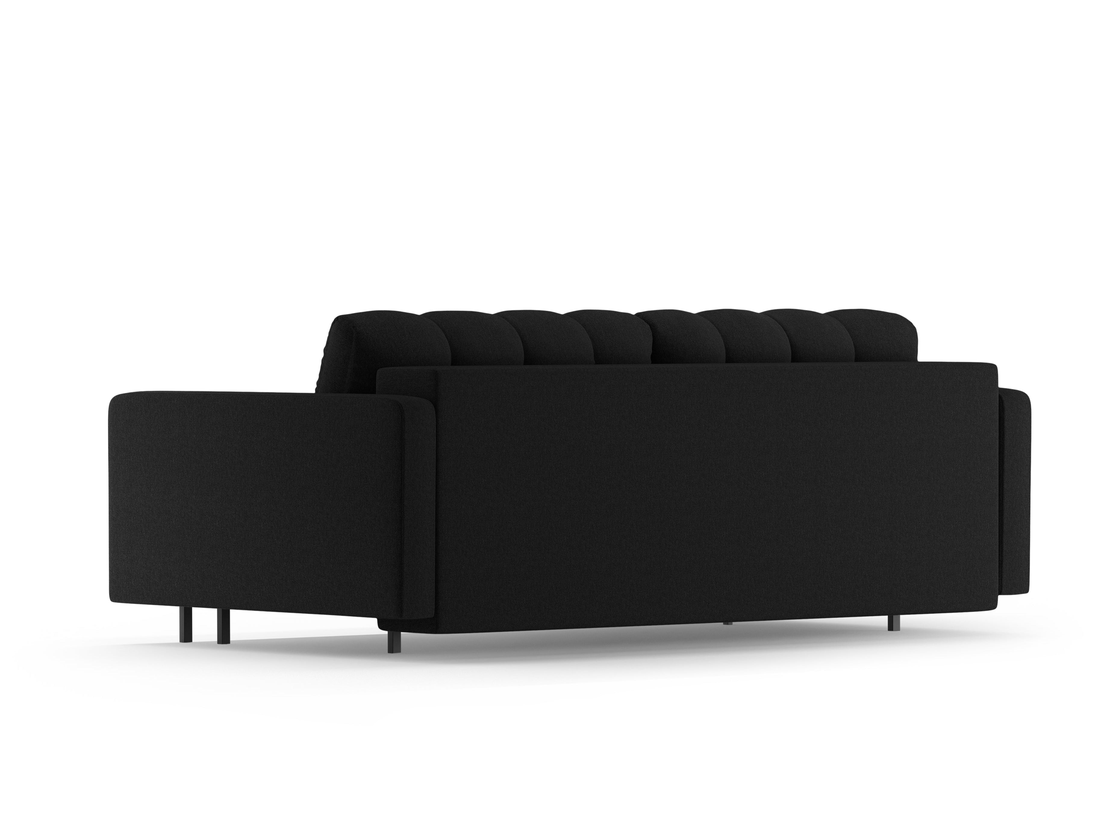 Sofa 3-osobowa z funkcją spania BALI czarny bouclé z czarną podstawą – metal