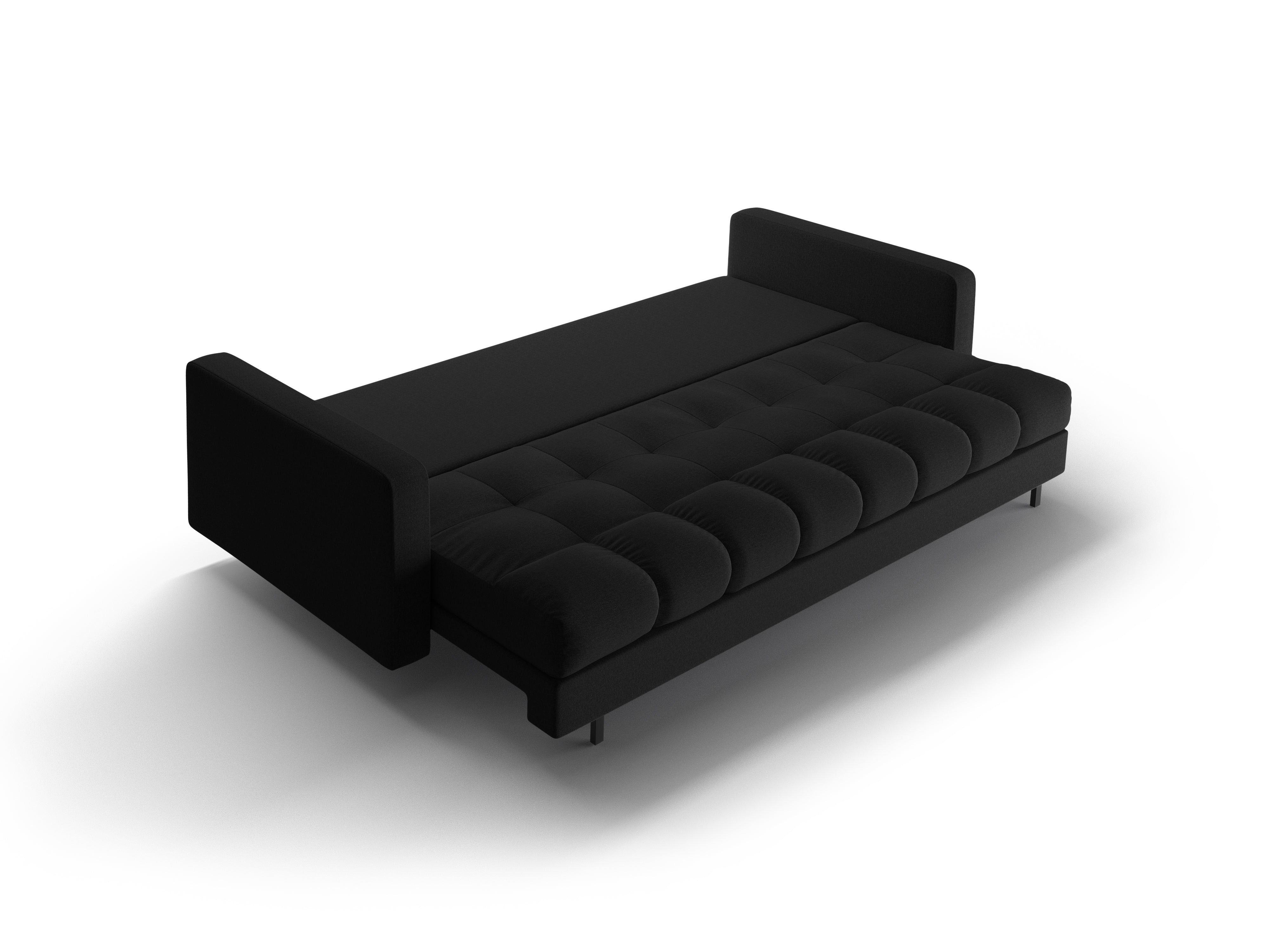 Sofa 3-osobowa z funkcją spania BALI czarny bouclé z czarną podstawą z funkcją spania