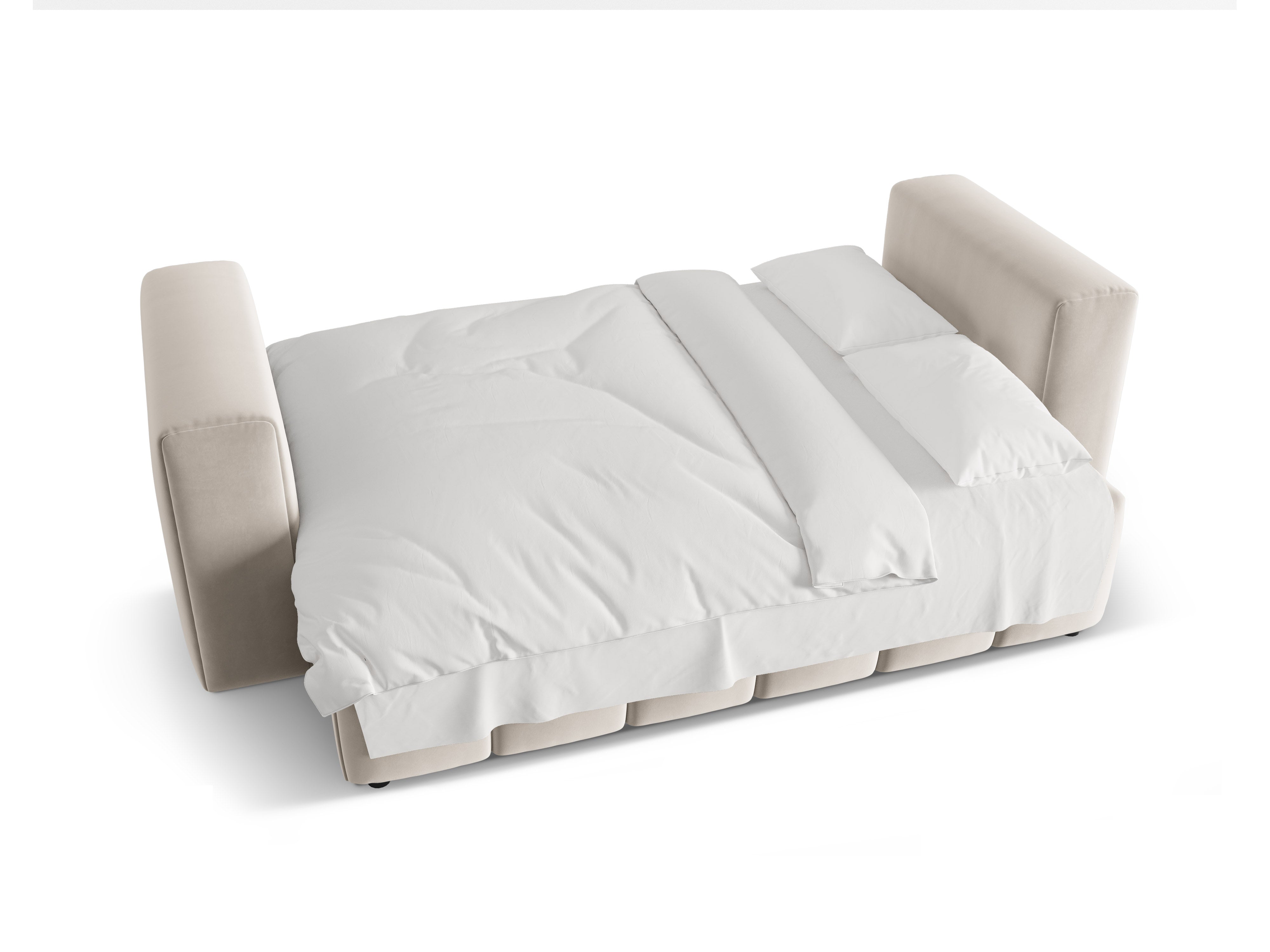 Sofa aksamitna 3-osobowa z funkcją spania VERONA ecru