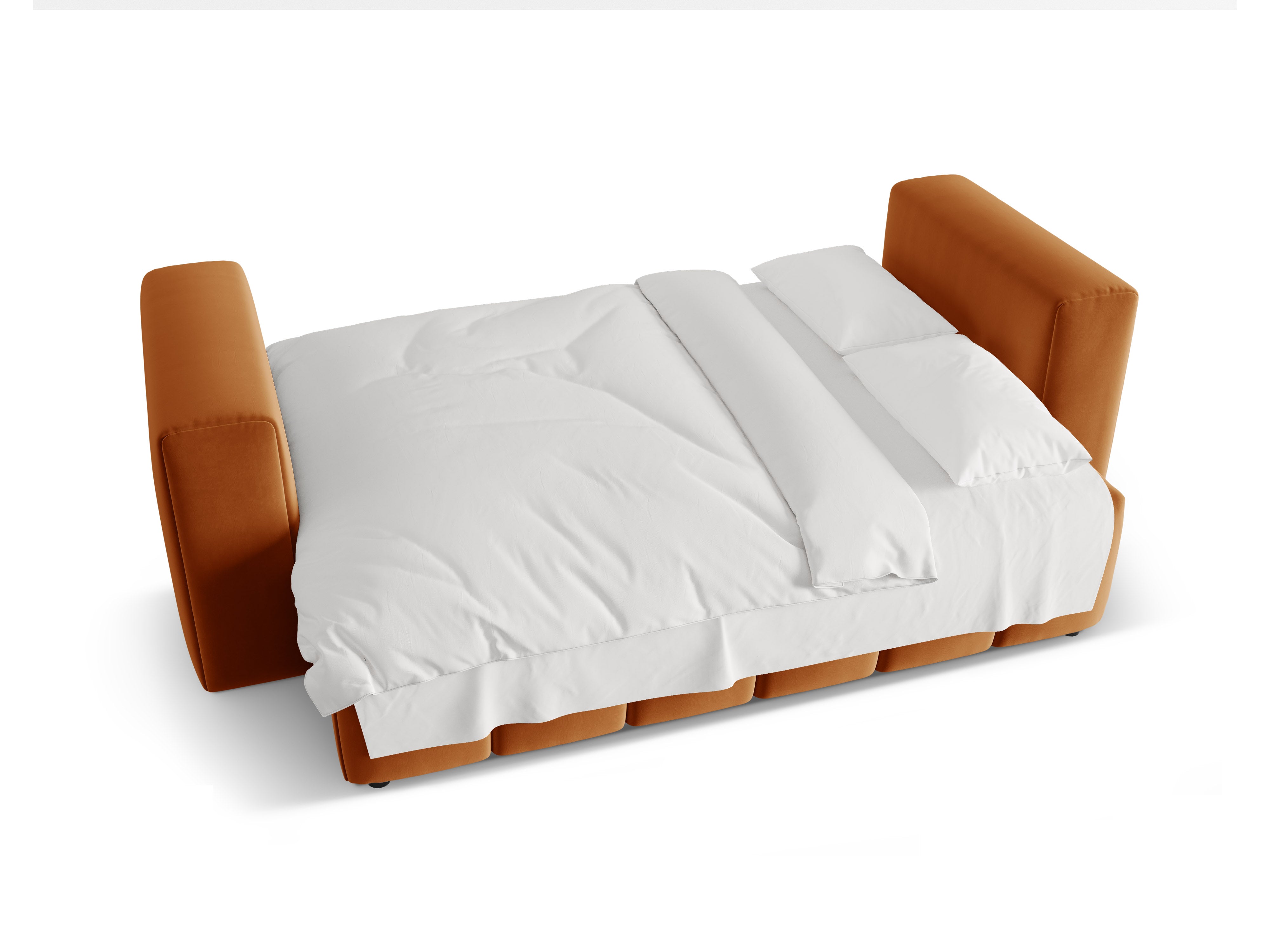 Sofa aksamitna 3-osobowa z funkcją spania VERONA ceglany