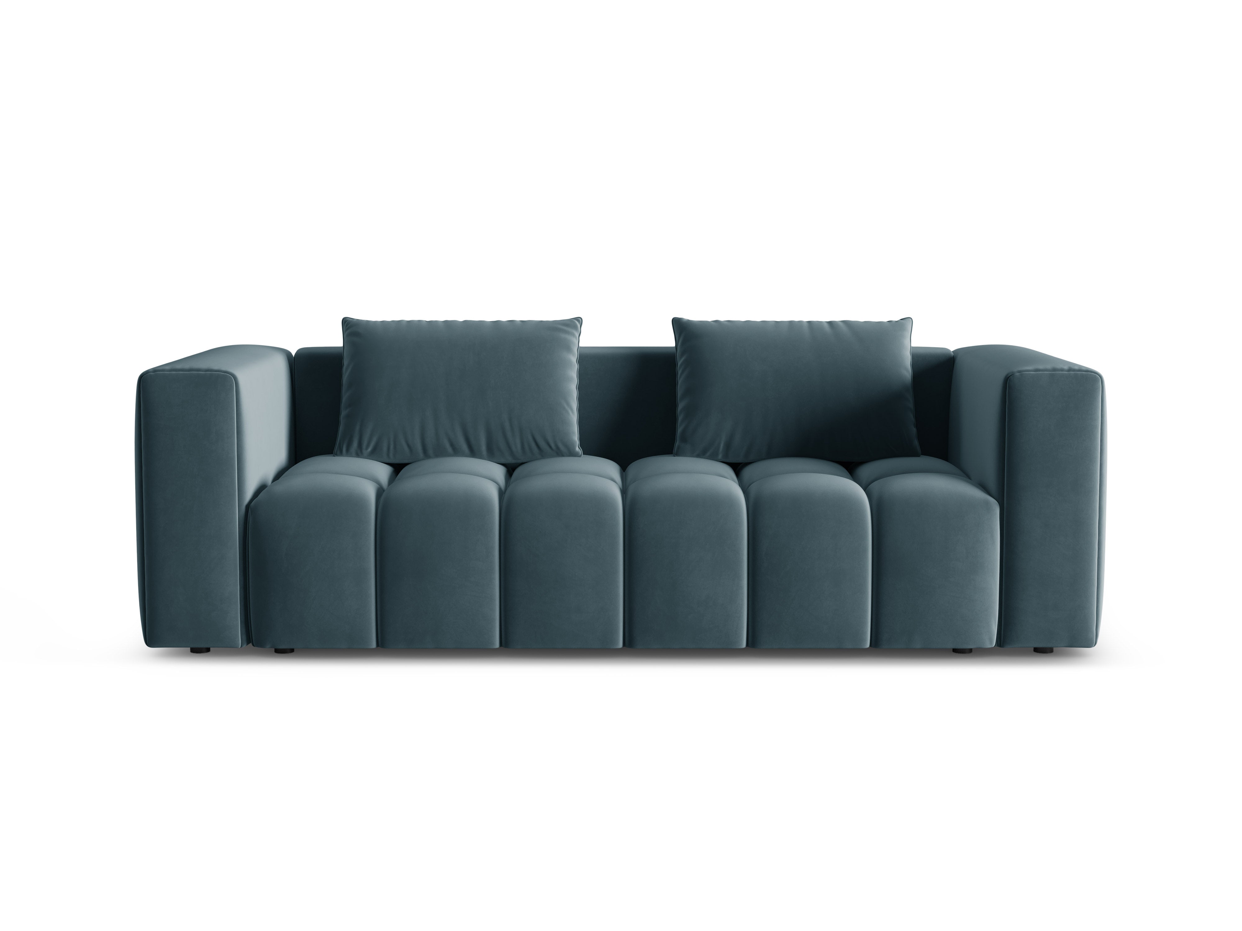 Sofa aksamitna 3-osobowa z funkcją spania VERONA niebieski – Cosmopolitan Design