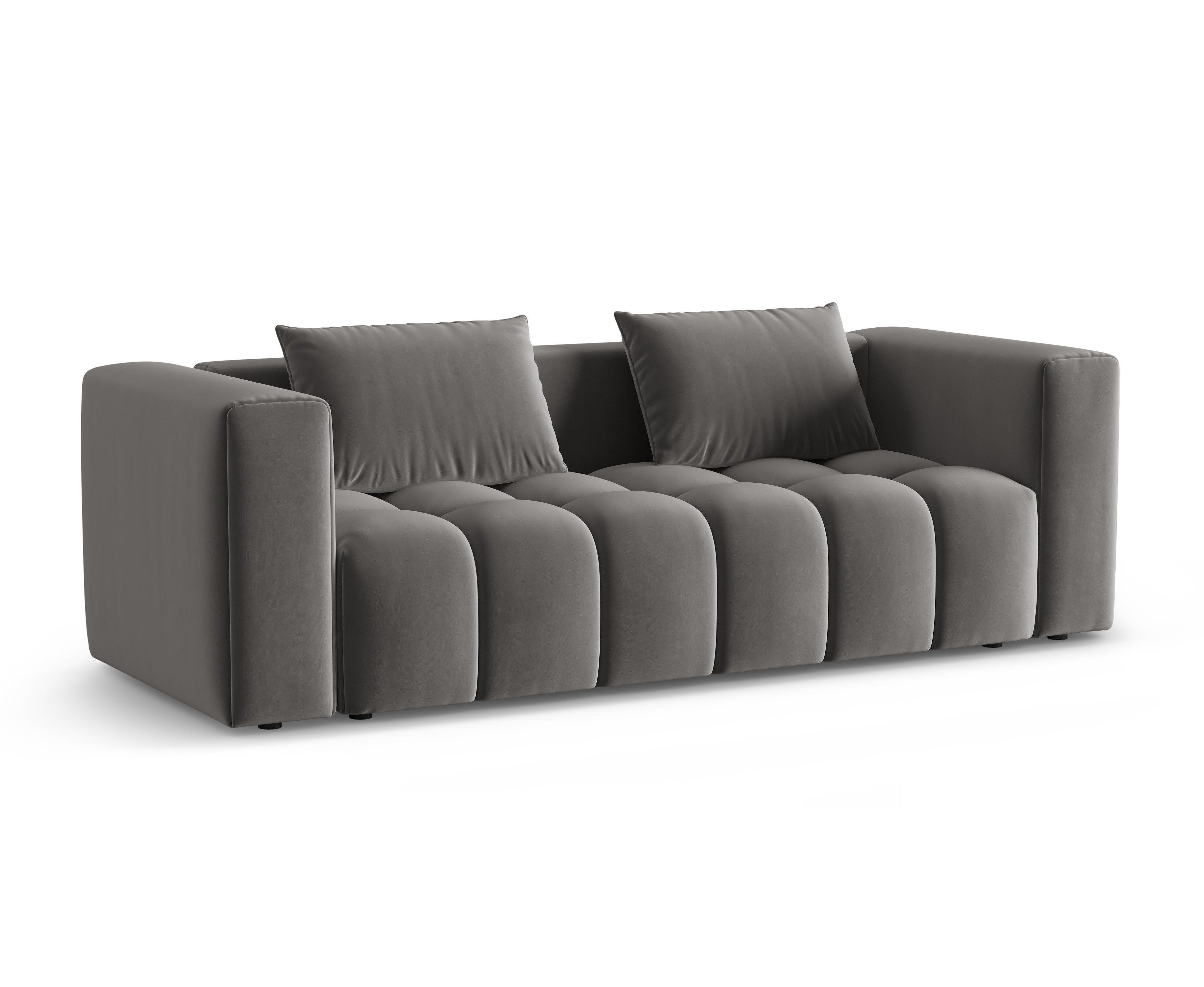Sofa aksamitna 3-osobowa z funkcją spania VERONA szary – Cosmopolitan Design