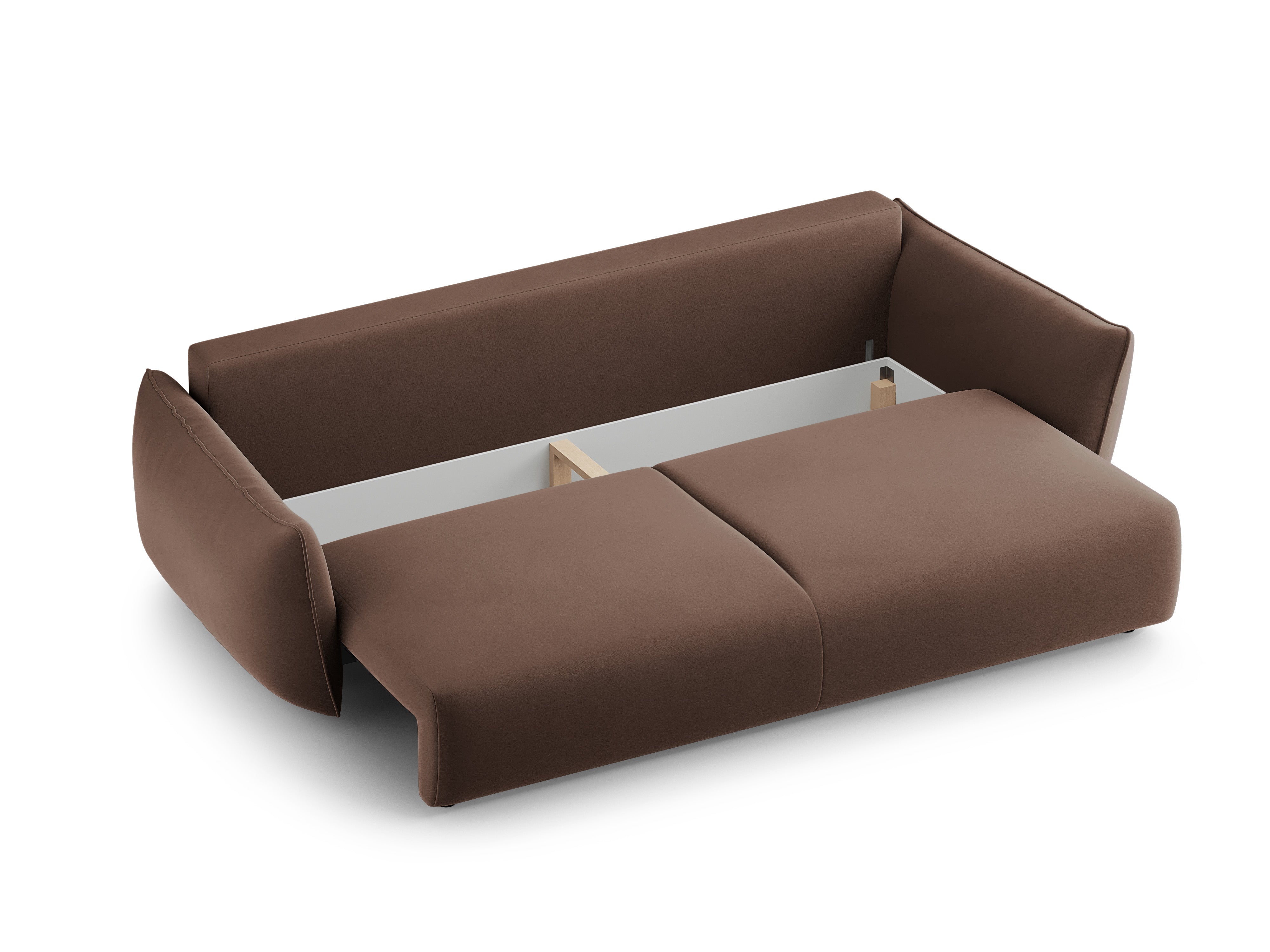 Velvet sofa with sleeping function MATERA chocolate