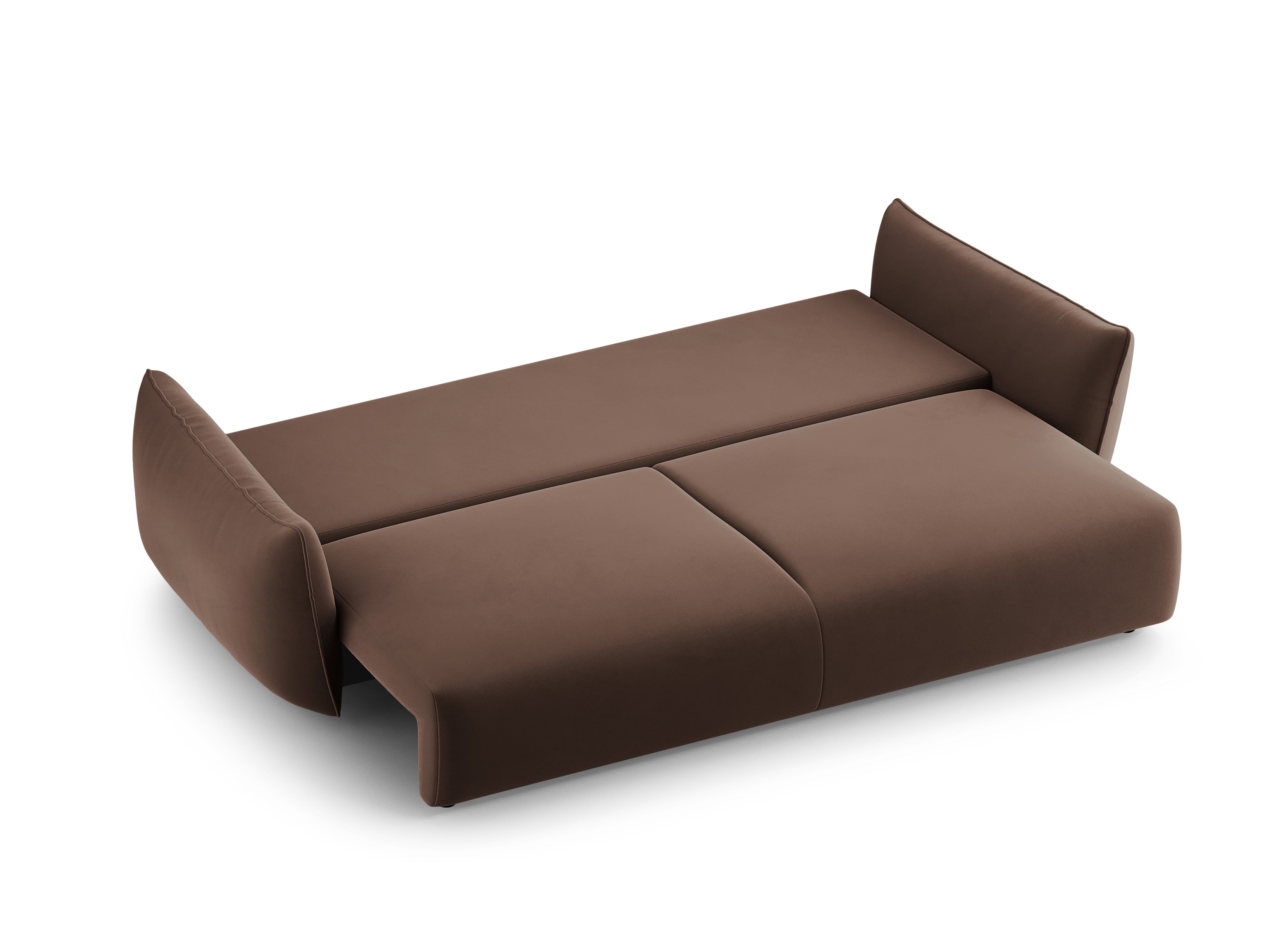 Velvet sofa with sleeping function MATERA chocolate