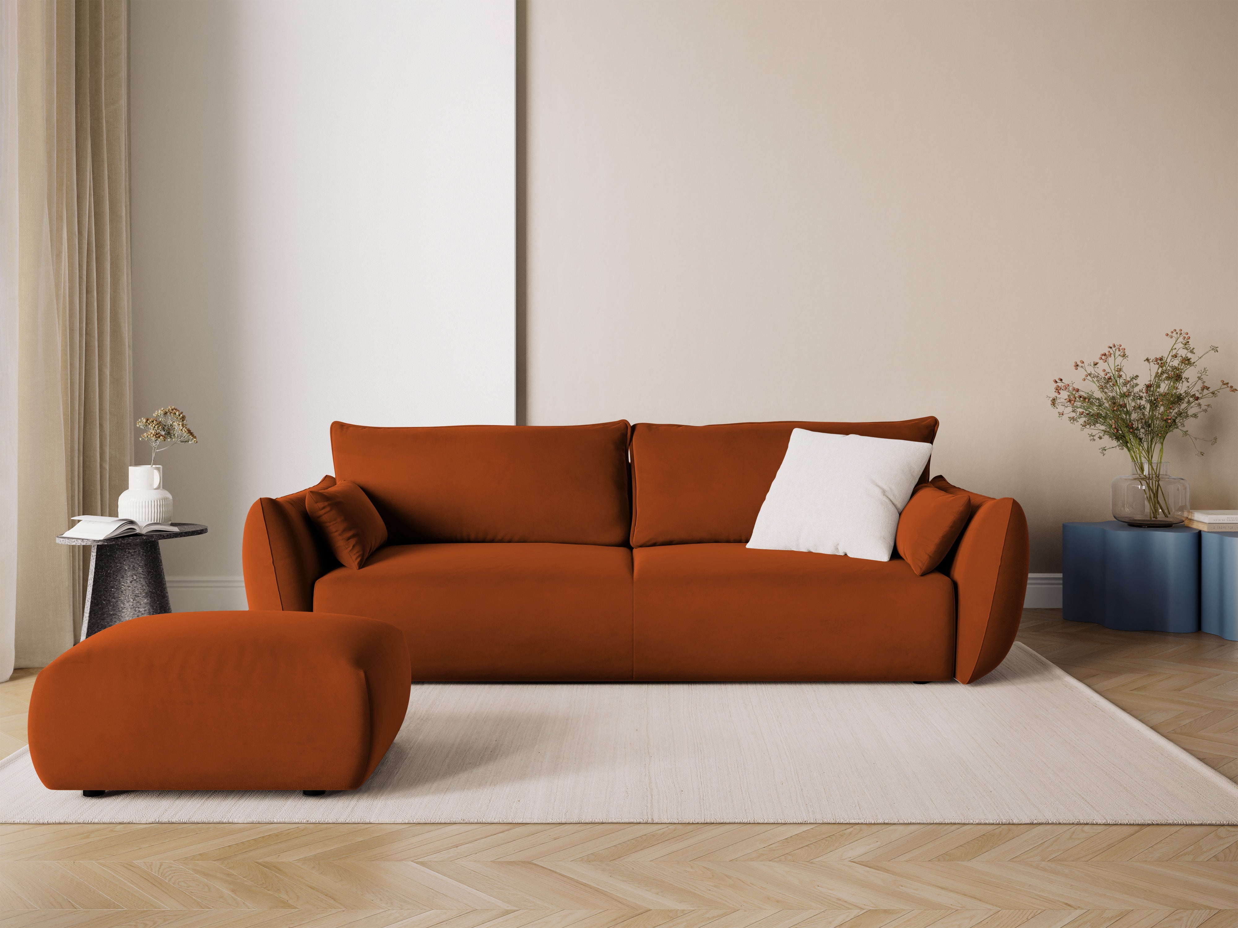 Samtsofa mit Schlaffunktion MATERA Ziegel