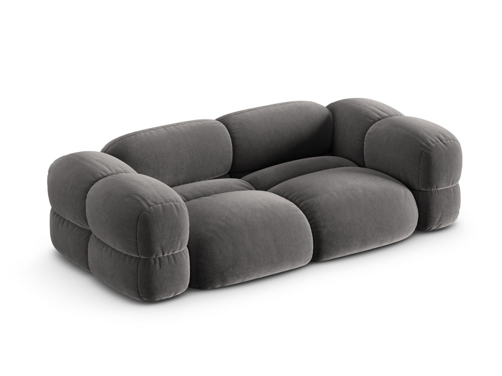Sofa 3-sitzig aus Samt LORETTO grau