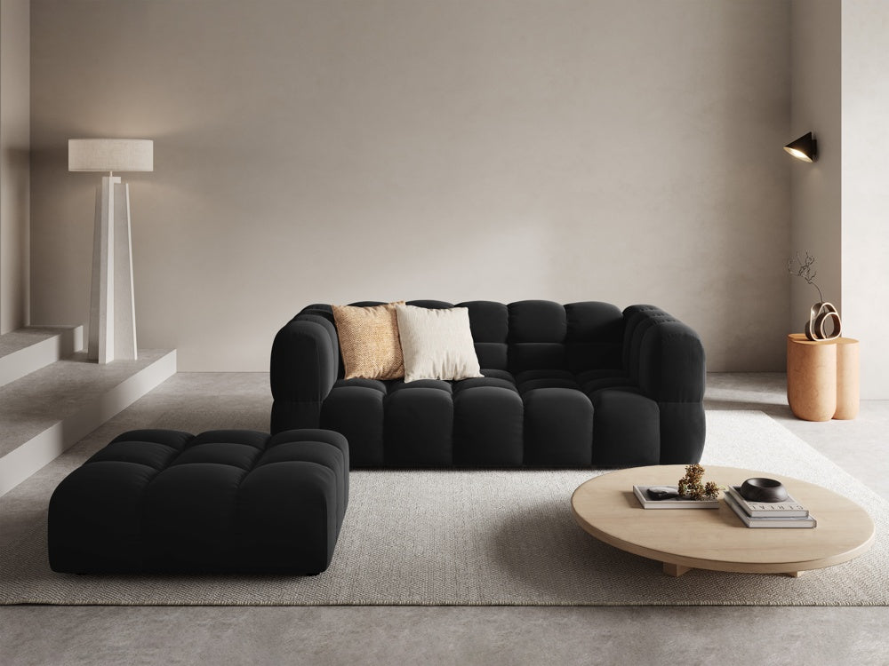 Sofa aksamitna 3-osobowa SKY czarny – Cosmopolitan Design
