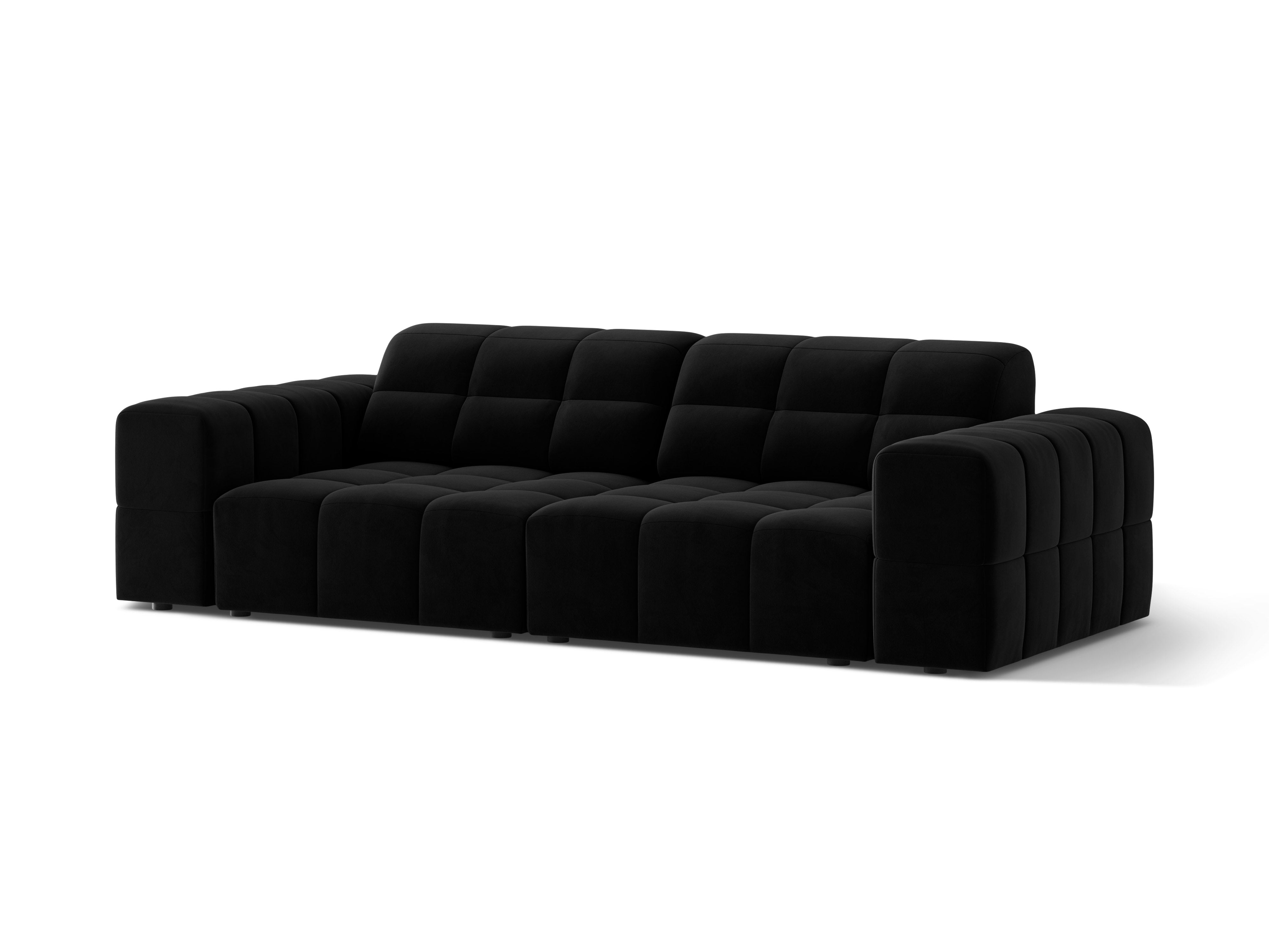 Sofa aksamitna 3-osobowa CHICAGO czarny do salonu