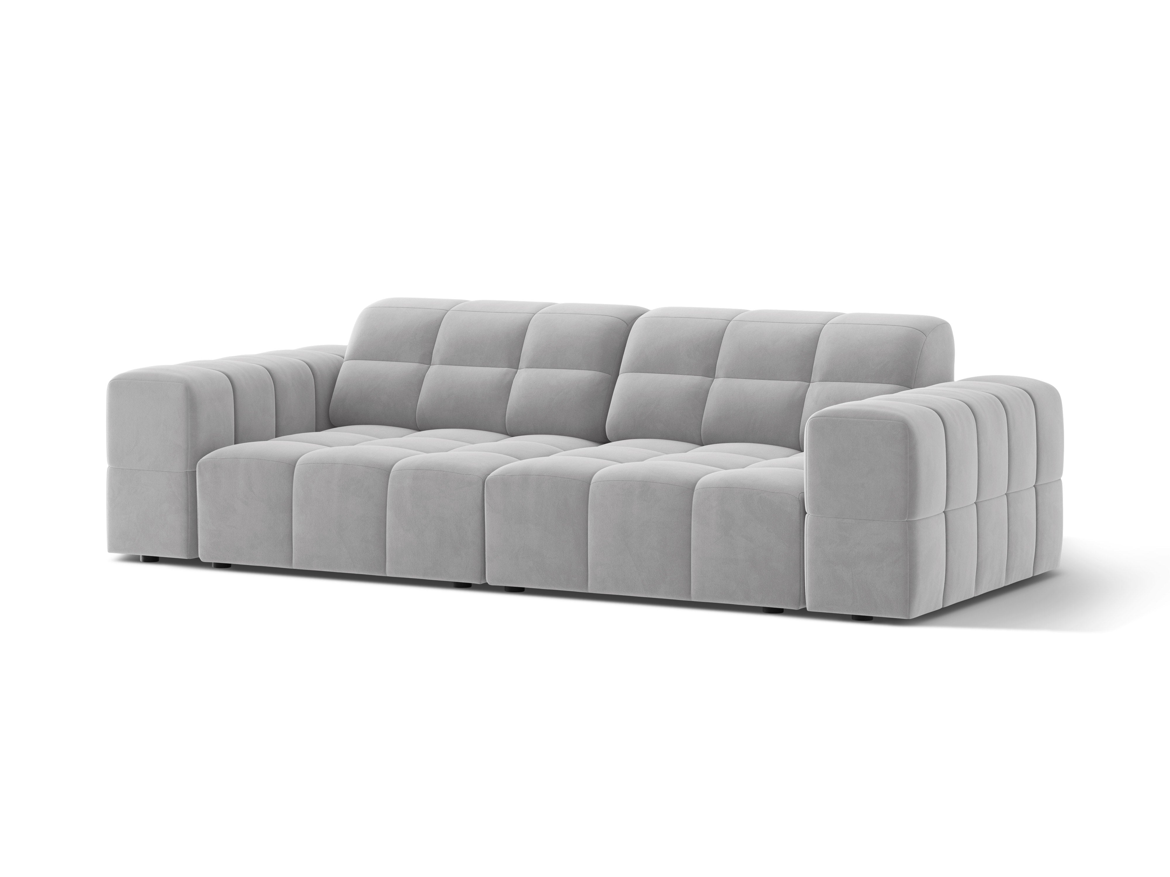 Sofa aksamitna 3-osobowa CHICAGO jasnoszary do salonu