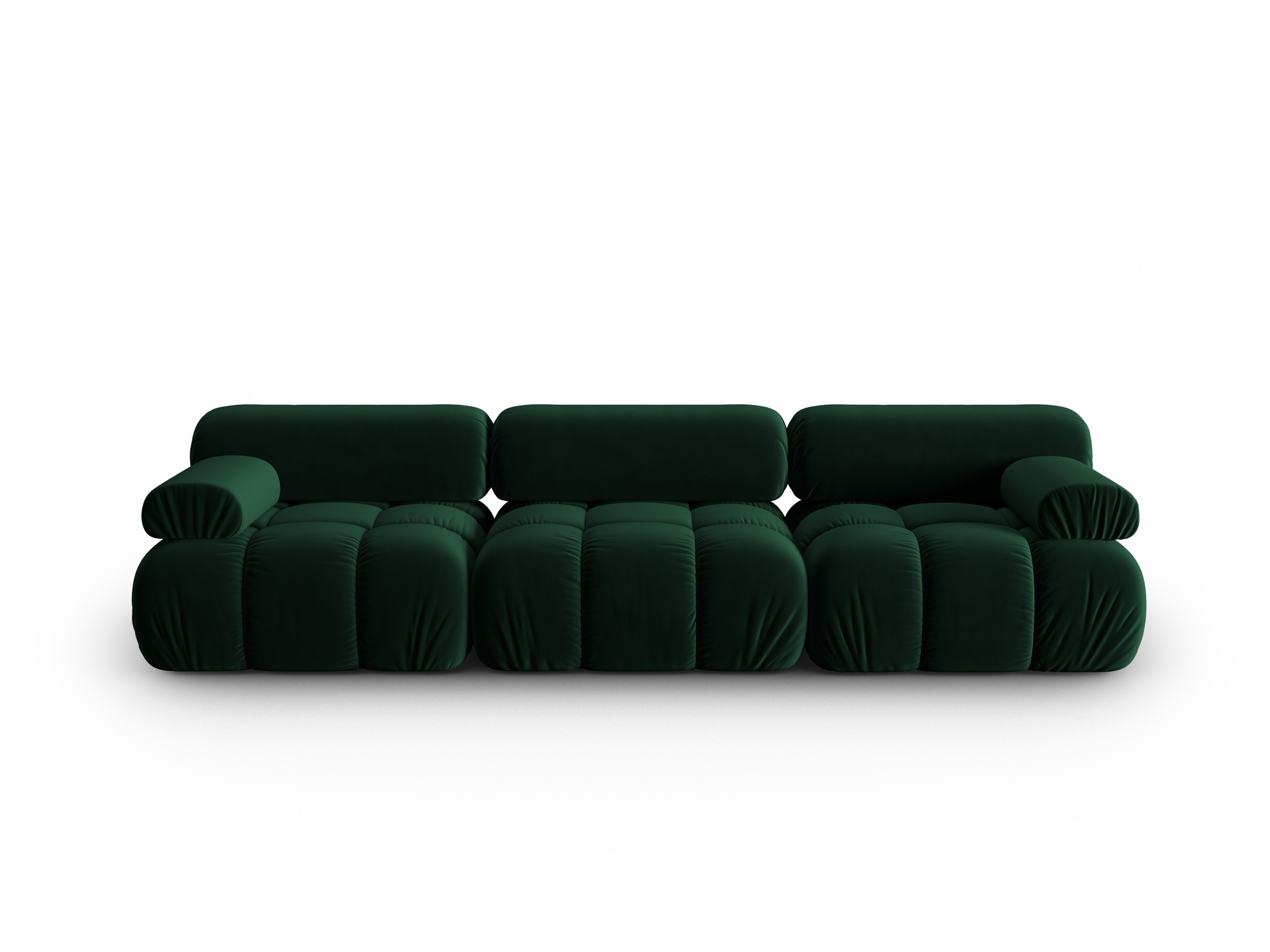 Sofa aus Samt 3-sitzig CORTINA flaschengrün