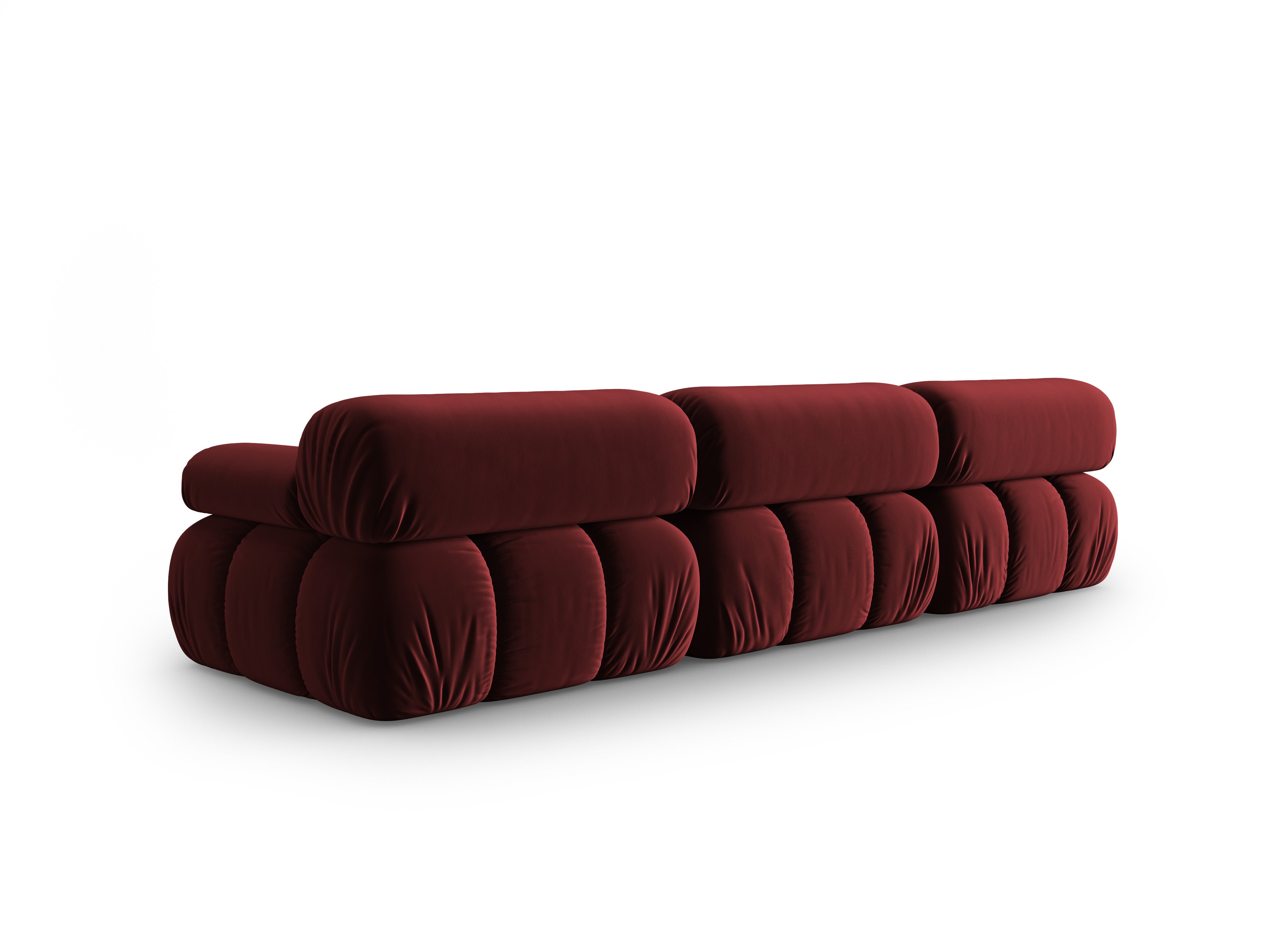 Sofa aus Samt 3-sitzig CORTINA weinrot