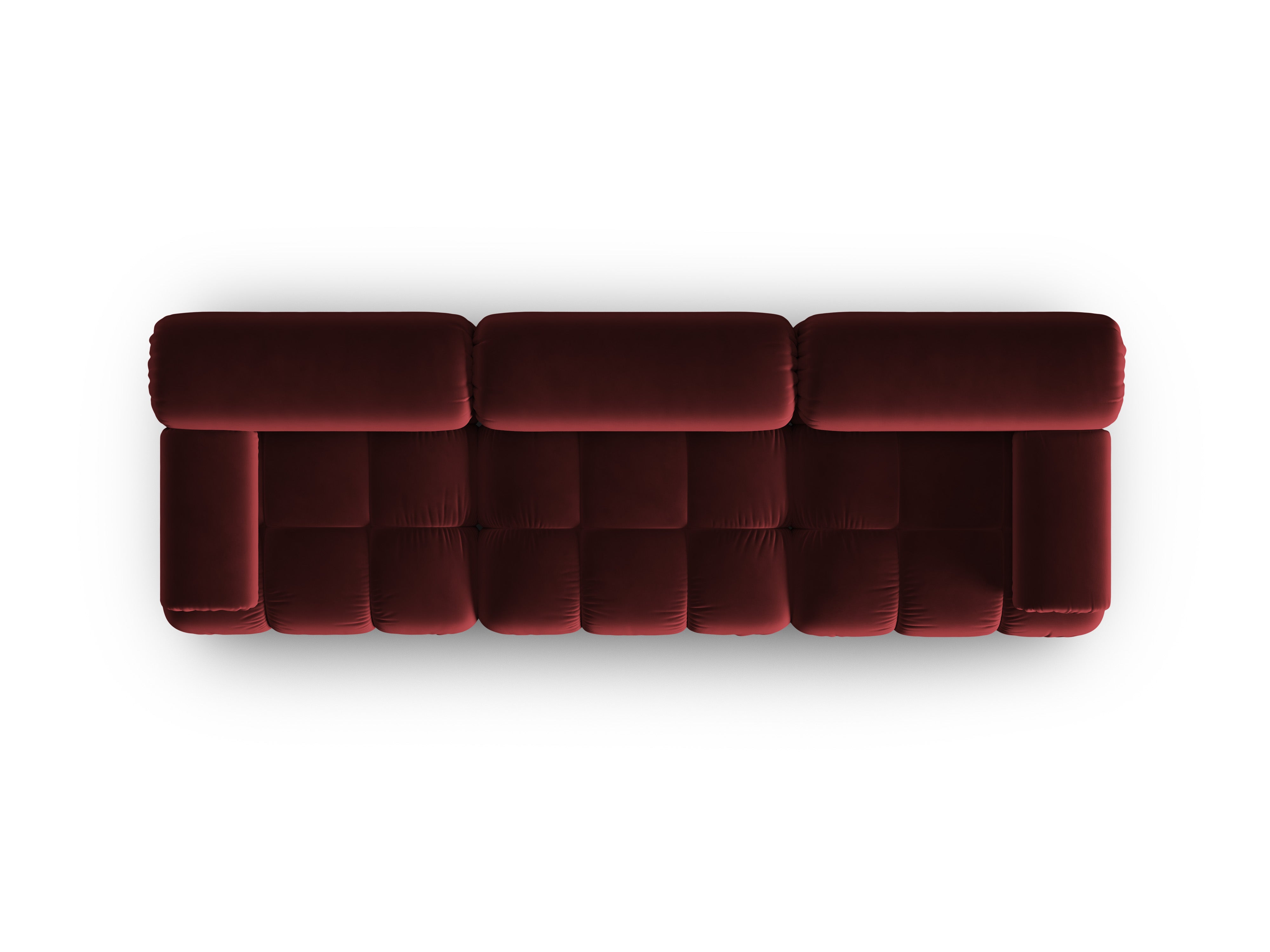 Sofa aus Samt 3-sitzig CORTINA weinrot