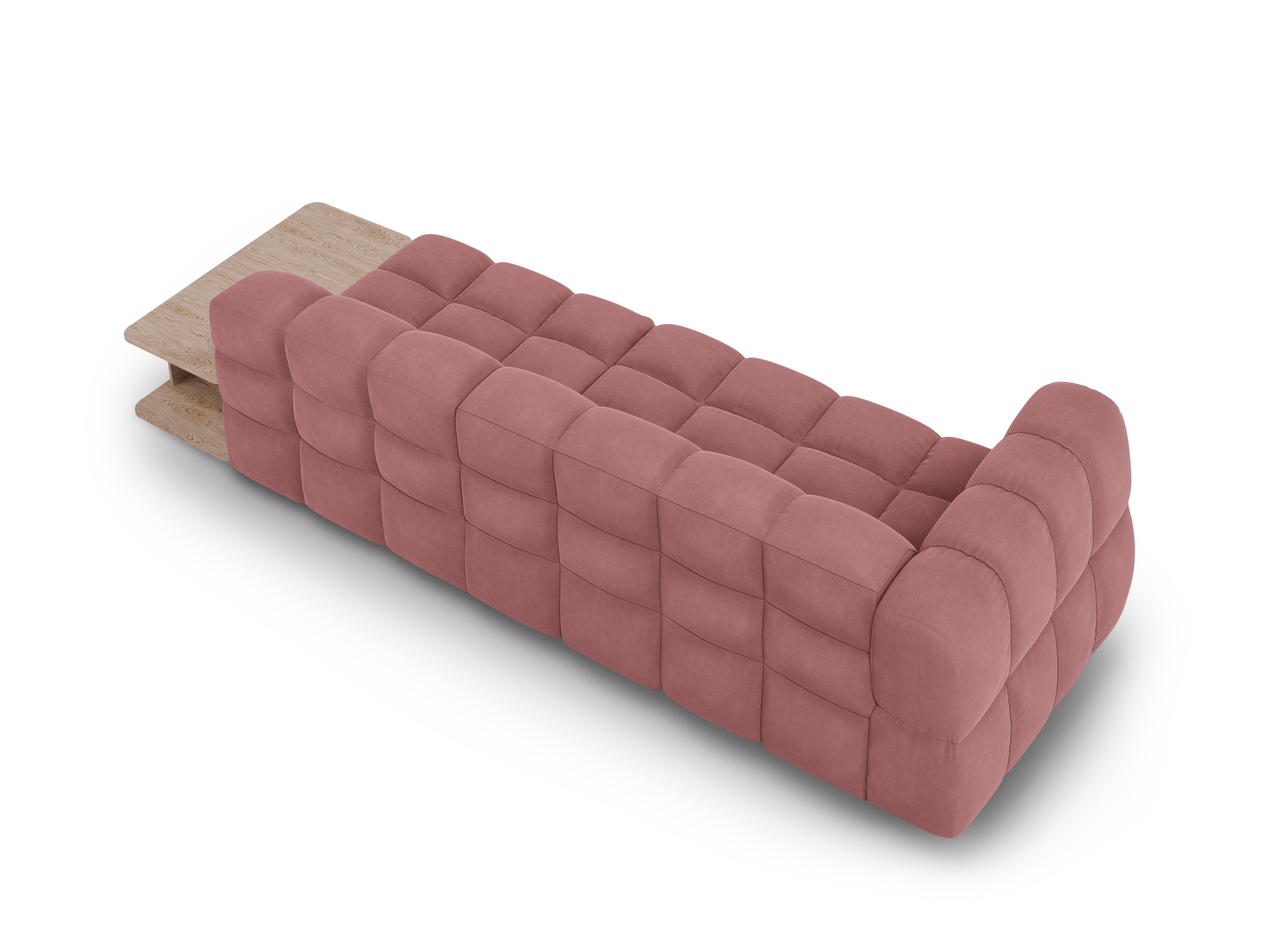 Sofa aksamitna prawostronna 4-osobowa otwarta ze stolikiem SKY łososiowy Cosmopolitan Design Eye on Design