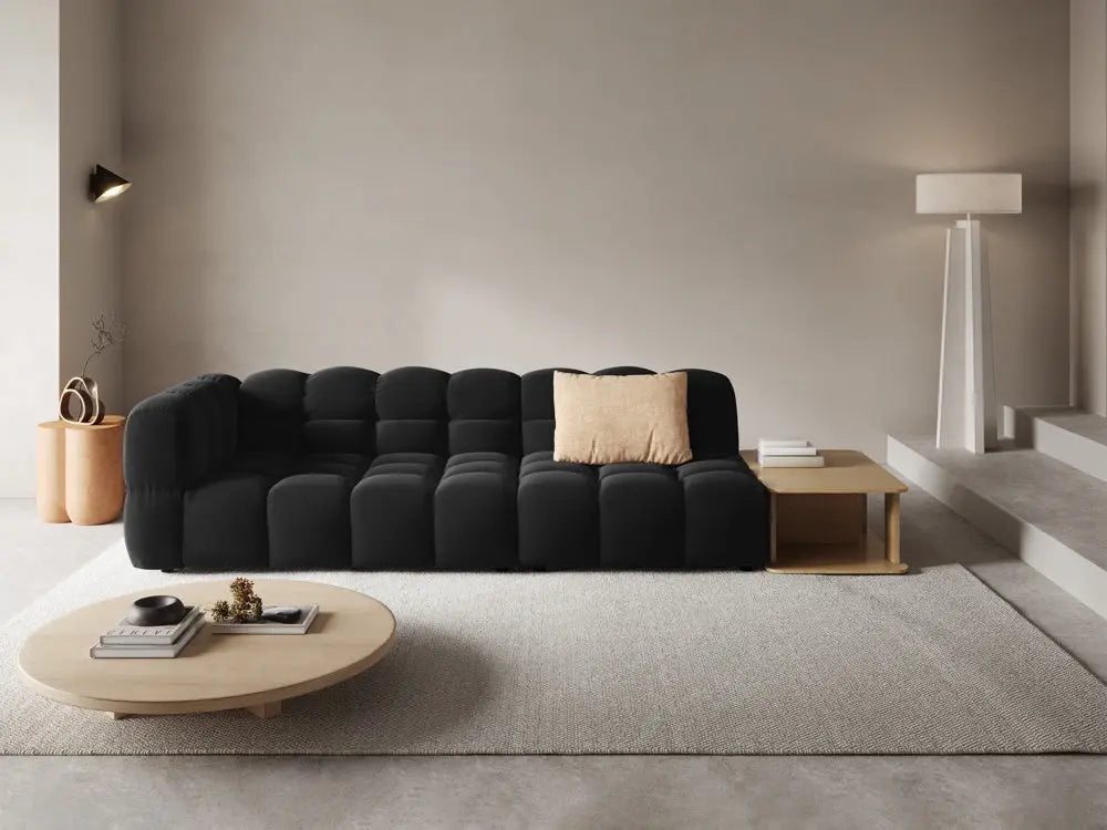 Sofa aksamitna prawostronna 4-osobowa otwarta ze stolikiem SKY czarny – Cosmopolitan Design