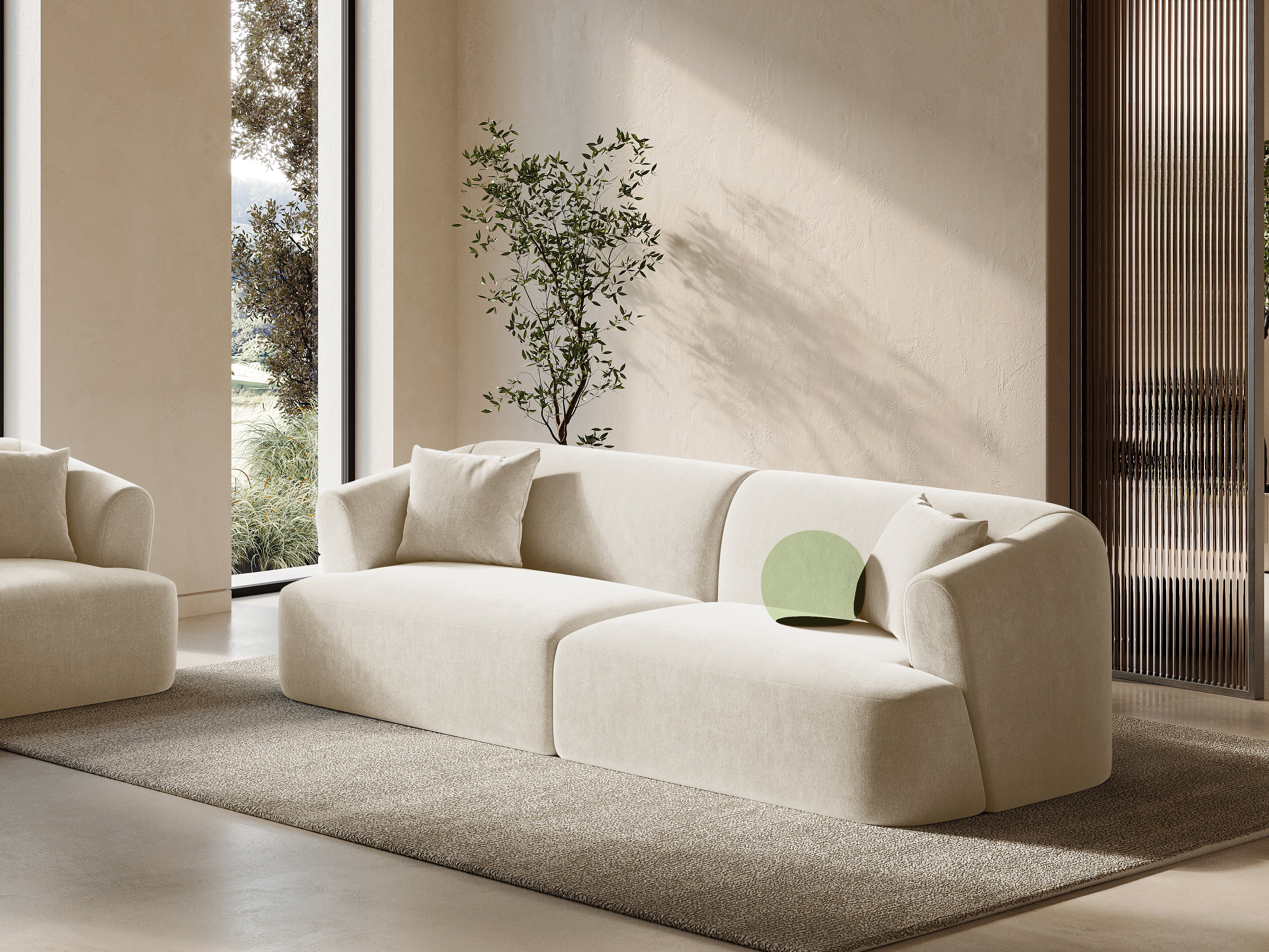 Sofa aus Samt für 4 Personen CAMPI hellbeige