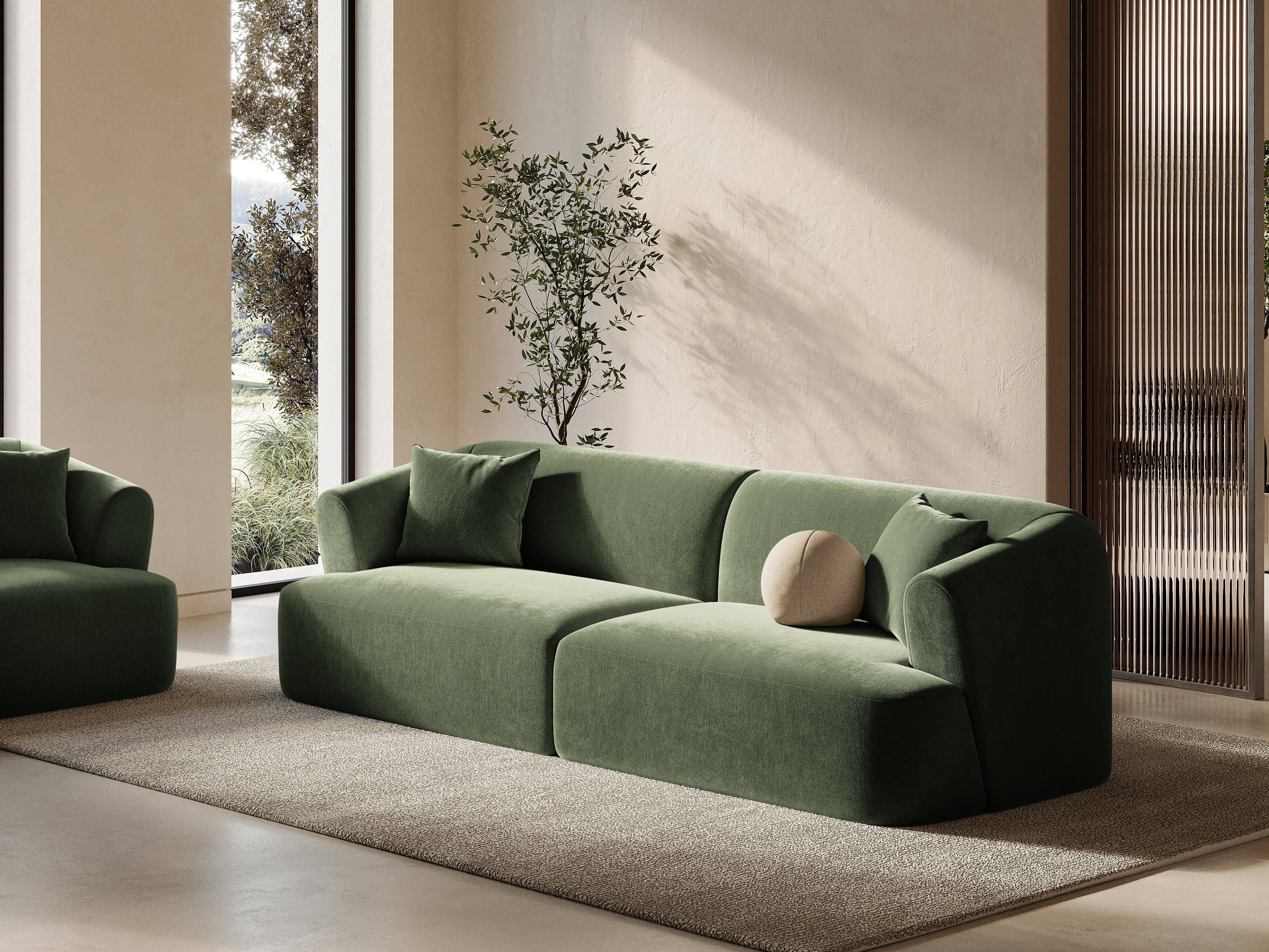 Velvet sofa for 4 people CAMPI green