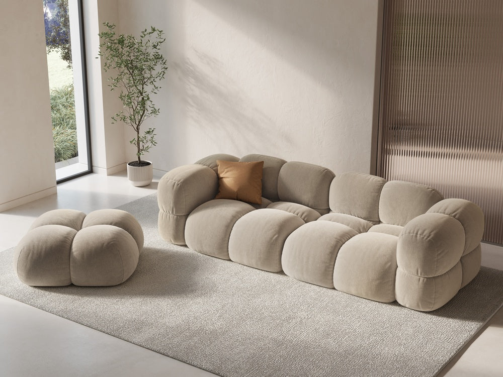 4-seater velvet sofa LORETTO beige