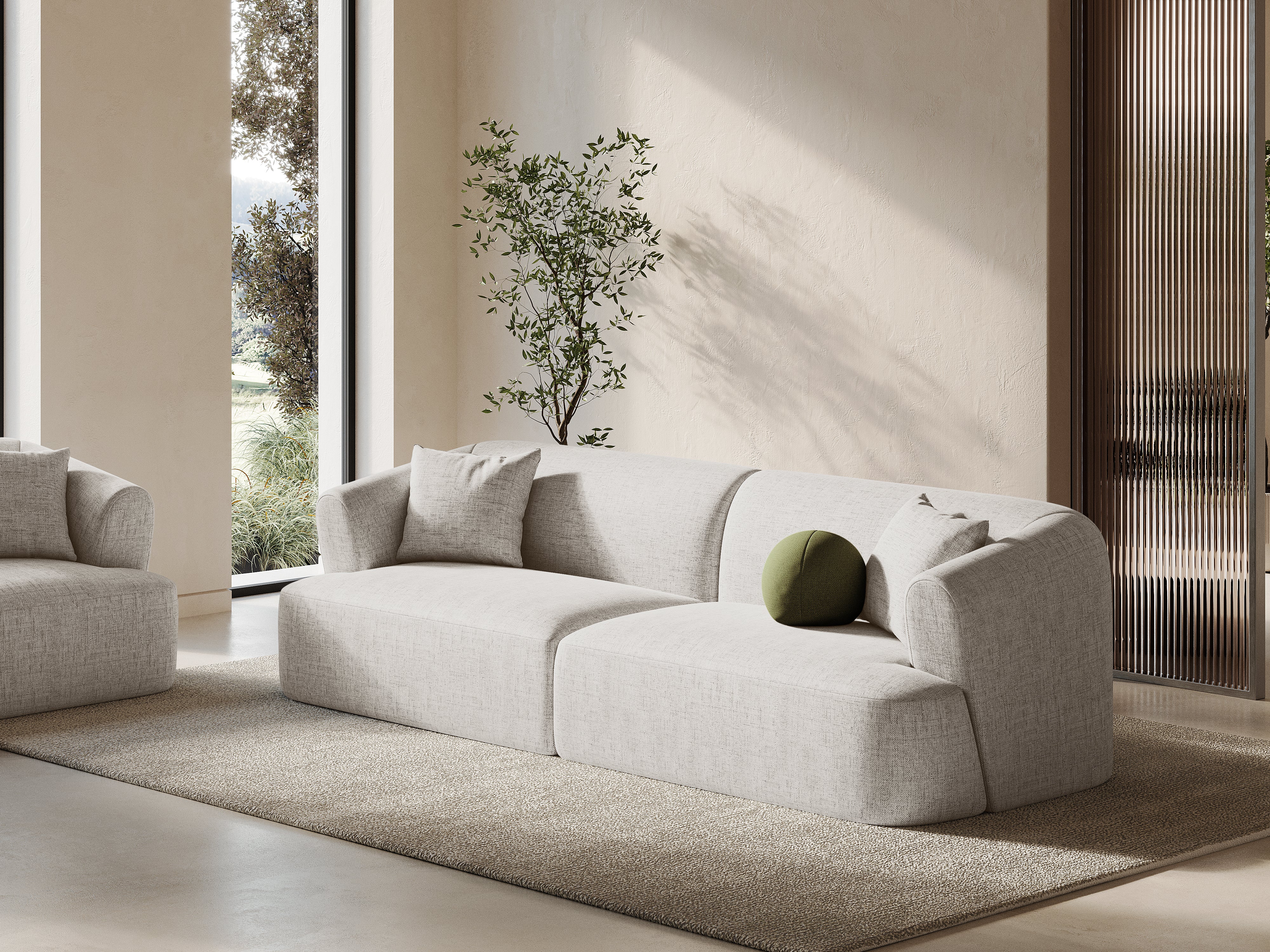 Sofa 4-osobowa CAMPI kremowy szenil – Cosmopolitan Design