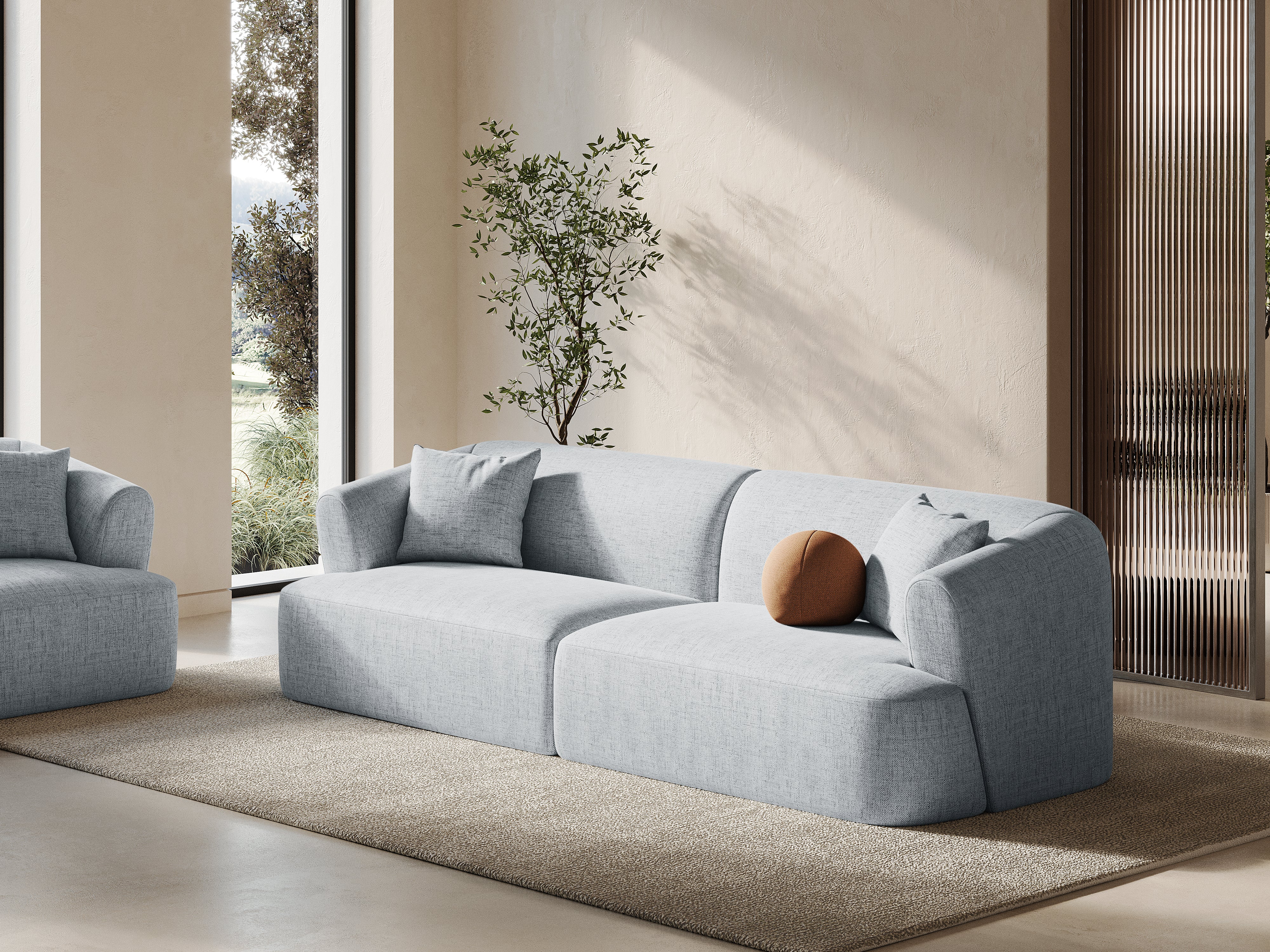 Sofa für 4 Personen CAMPI hellgrau Chenille