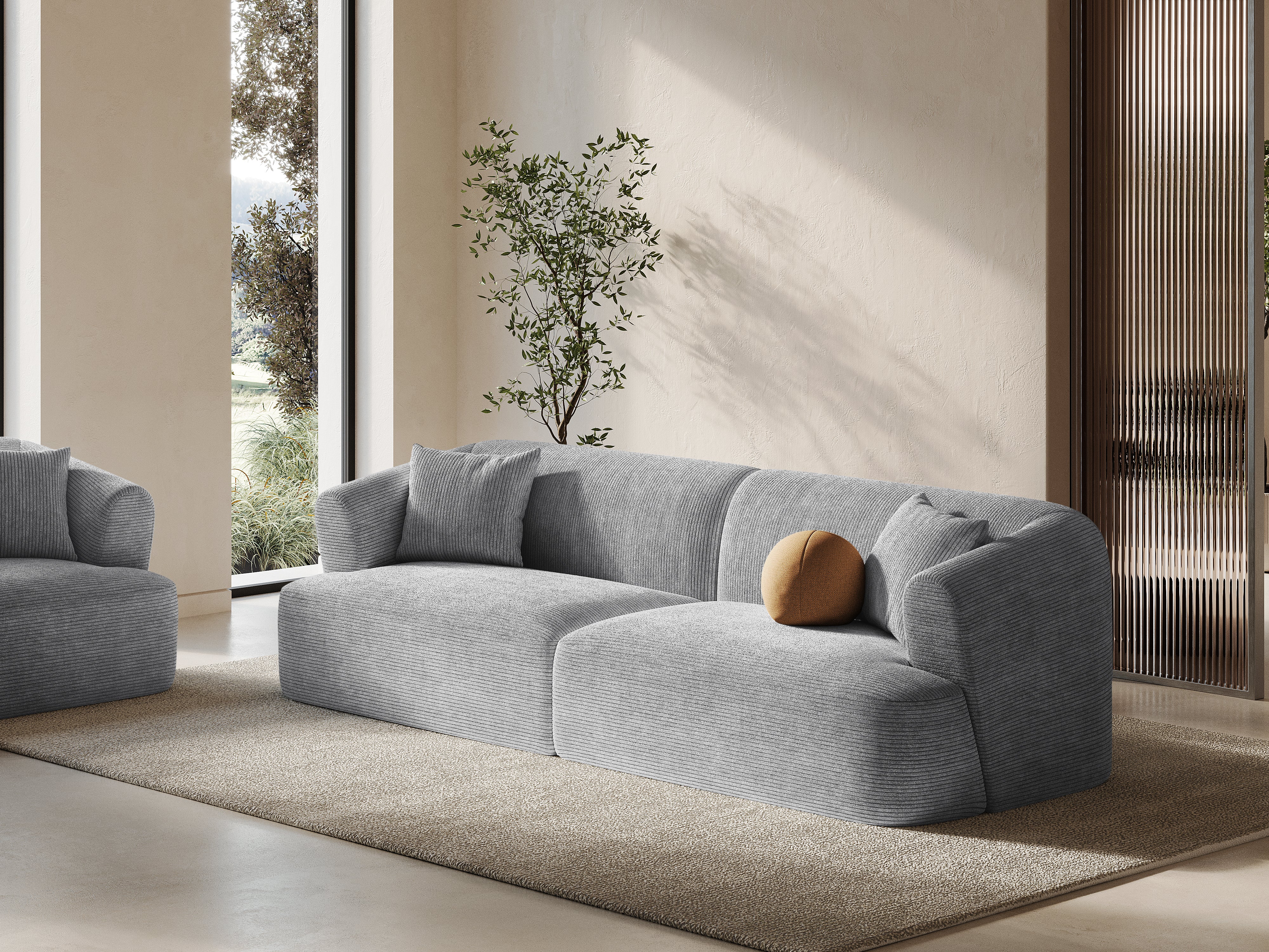 Sofa für 4 Personen CAMPI hellgrau Cord