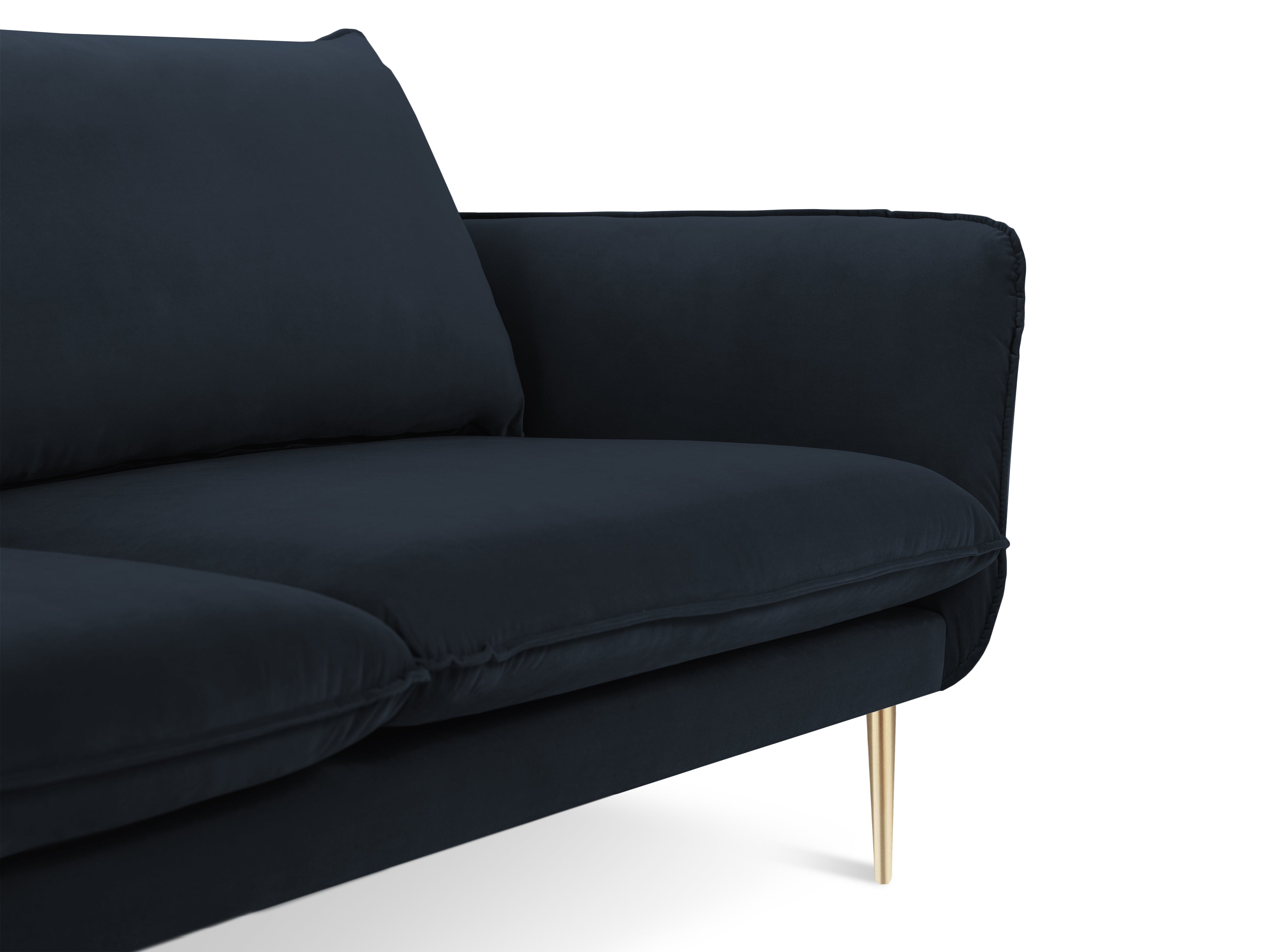 Sofa aus Samt für 4 Personen VIENNA dunkelblau mit goldenem Gestell