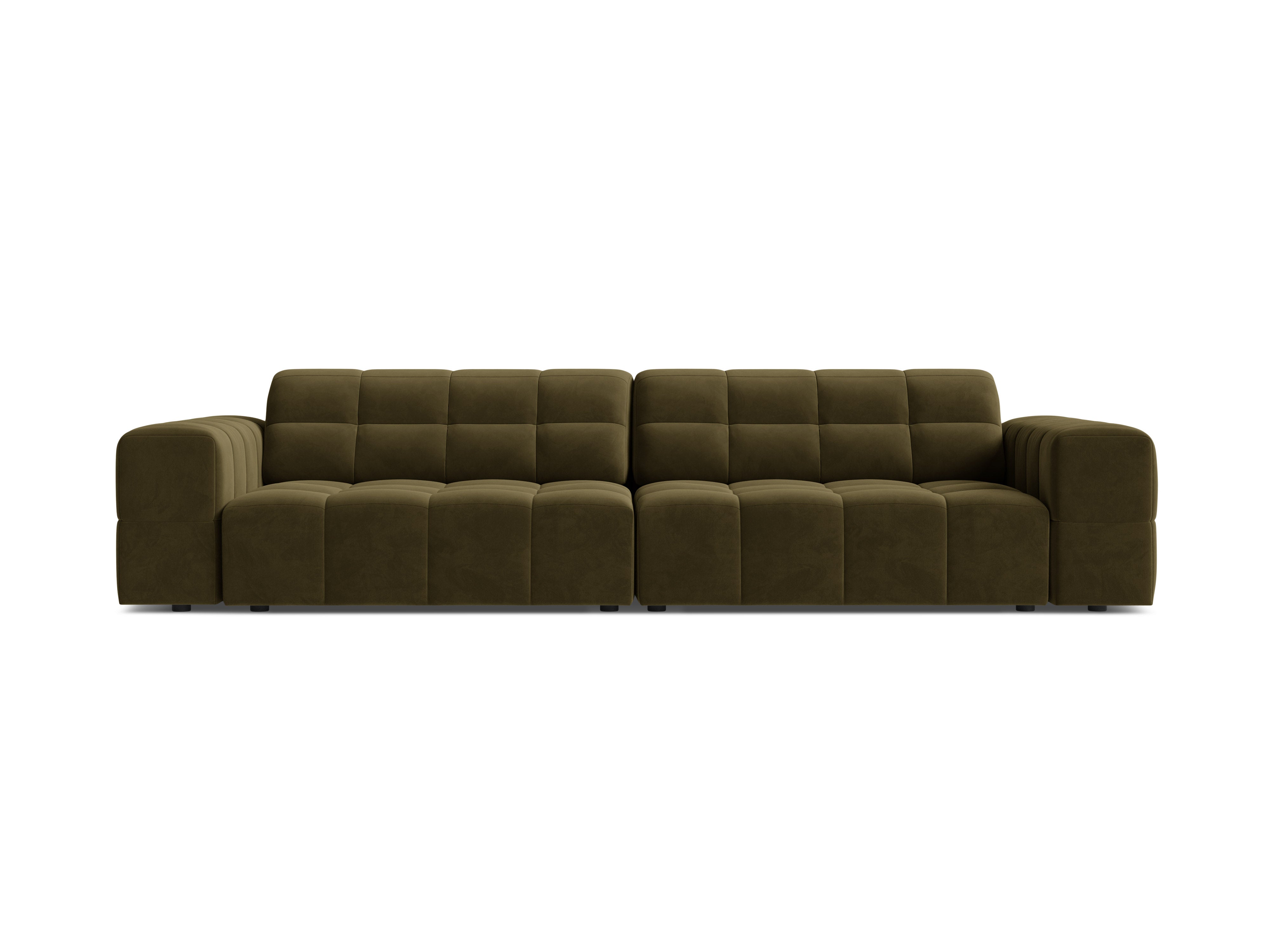 Sofa aksamitna 4-osobowa CHICAGO oliwkowy – Cosmopolitan Design
