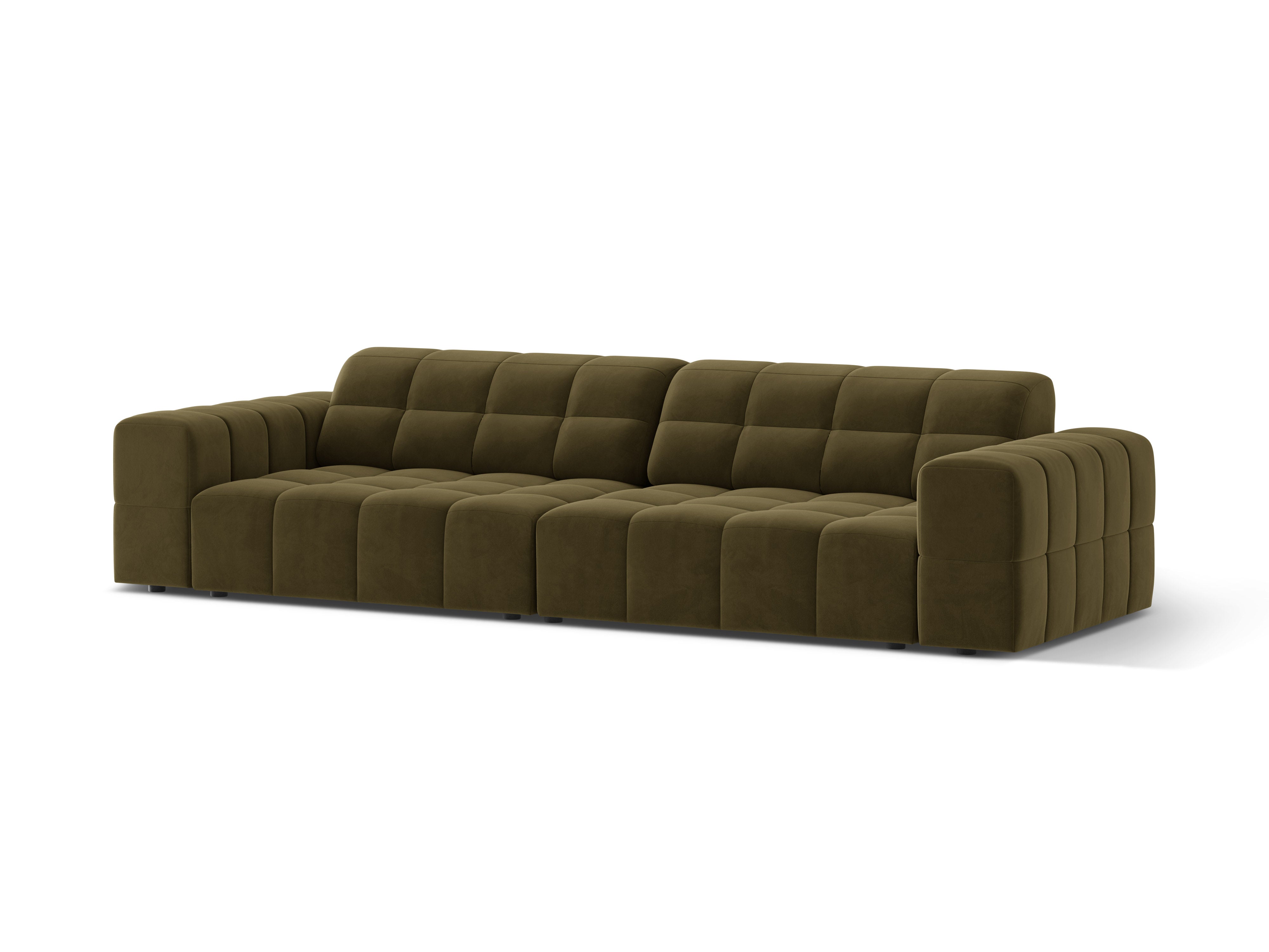 Sofa aksamitna 4-osobowa CHICAGO oliwkowy do salonu