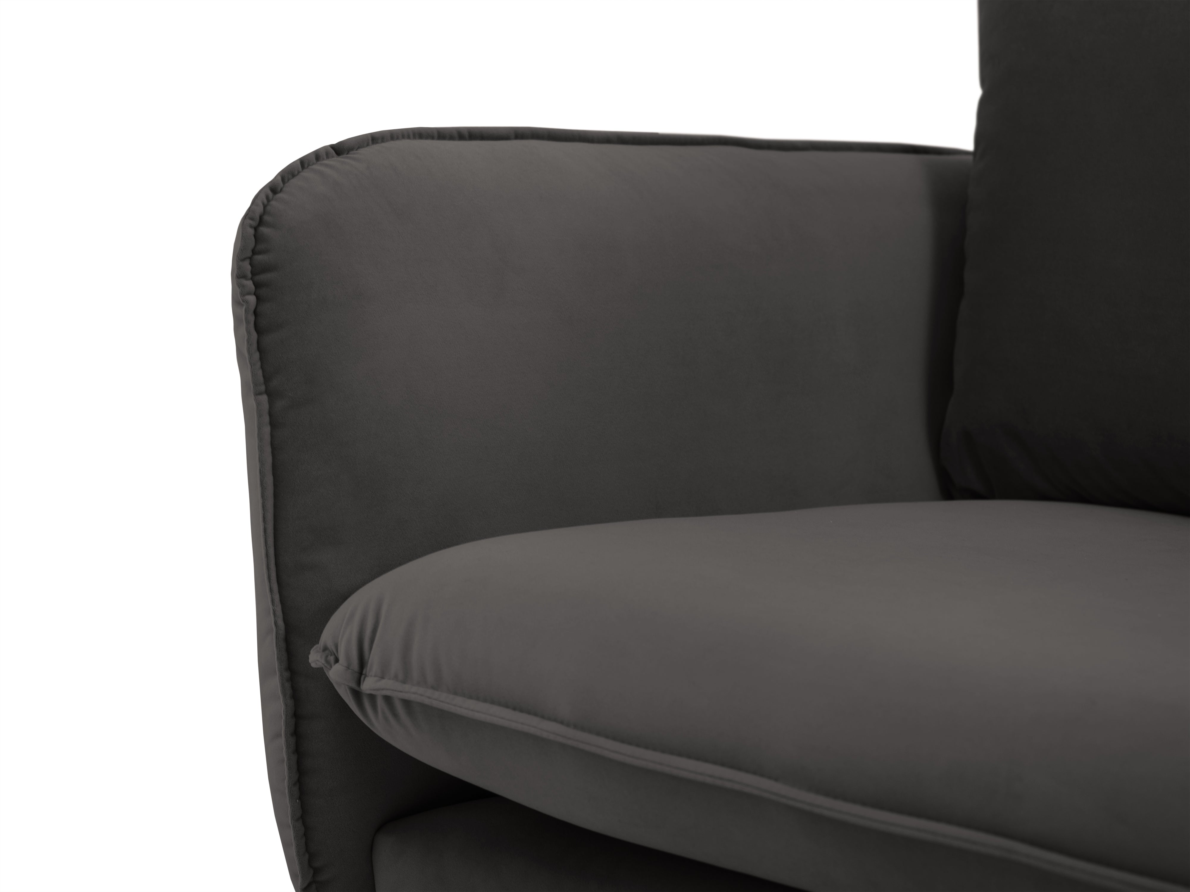 Velvet Sofa for 4 People VIENNA Dark Gray with Black Base